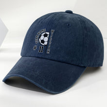 Load image into Gallery viewer, Personalized Washed Denim Cap Custom Name Soccer Gift
