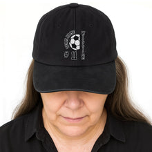 Load image into Gallery viewer, Personalized Washed Denim Cap Custom Name Soccer Gift
