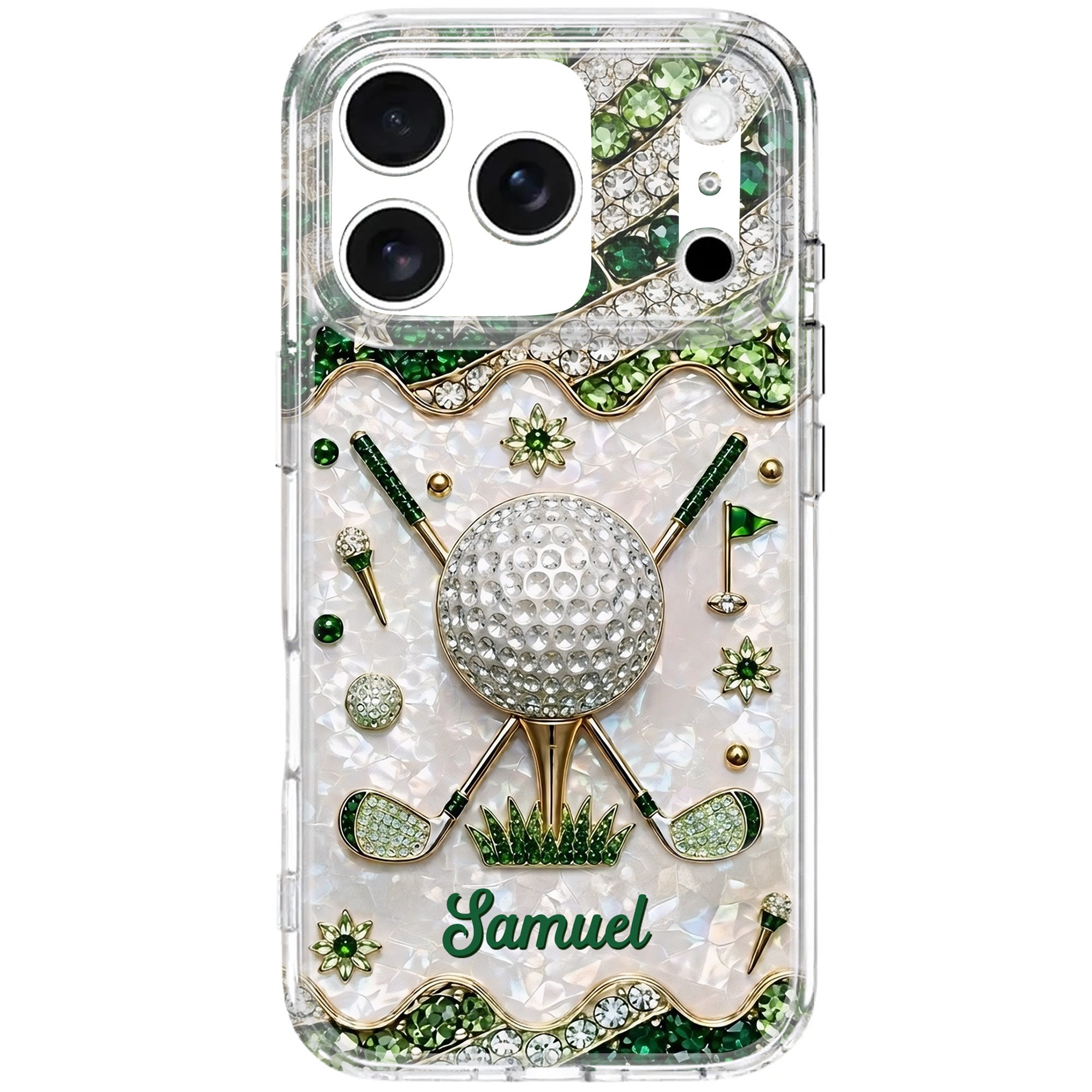 Personalized Clear Phone Case for Golf Lovers Custom Name Gift