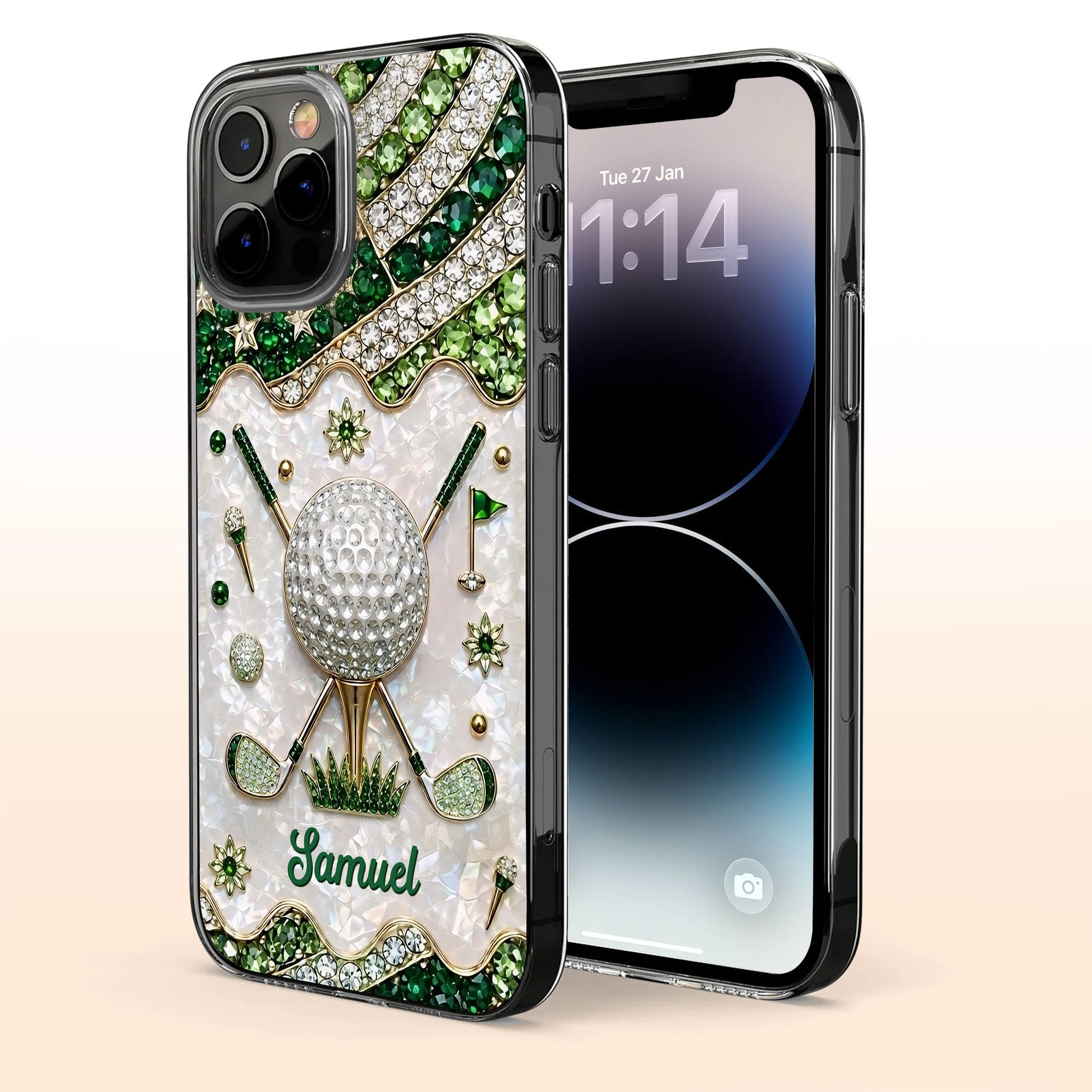 Personalized Clear Phone Case for Golf Lovers Custom Name Gift