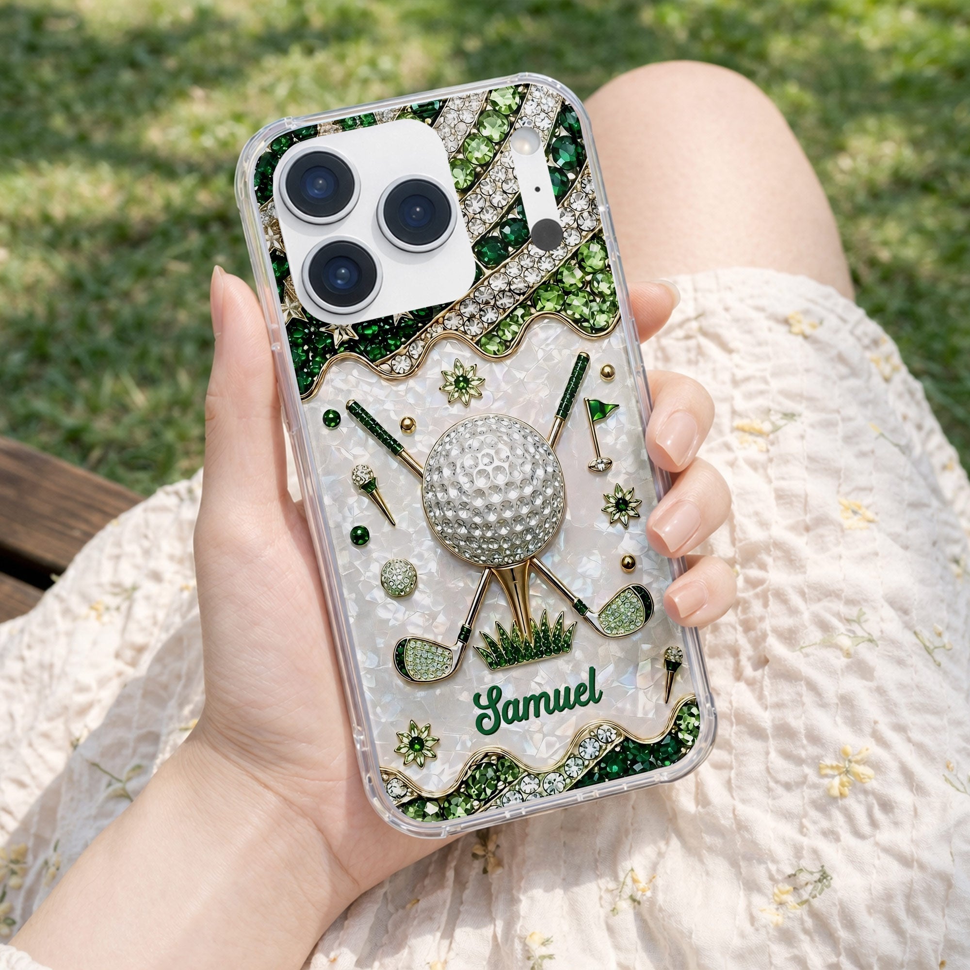 Personalized Clear Phone Case for Golf Lovers Custom Name Gift