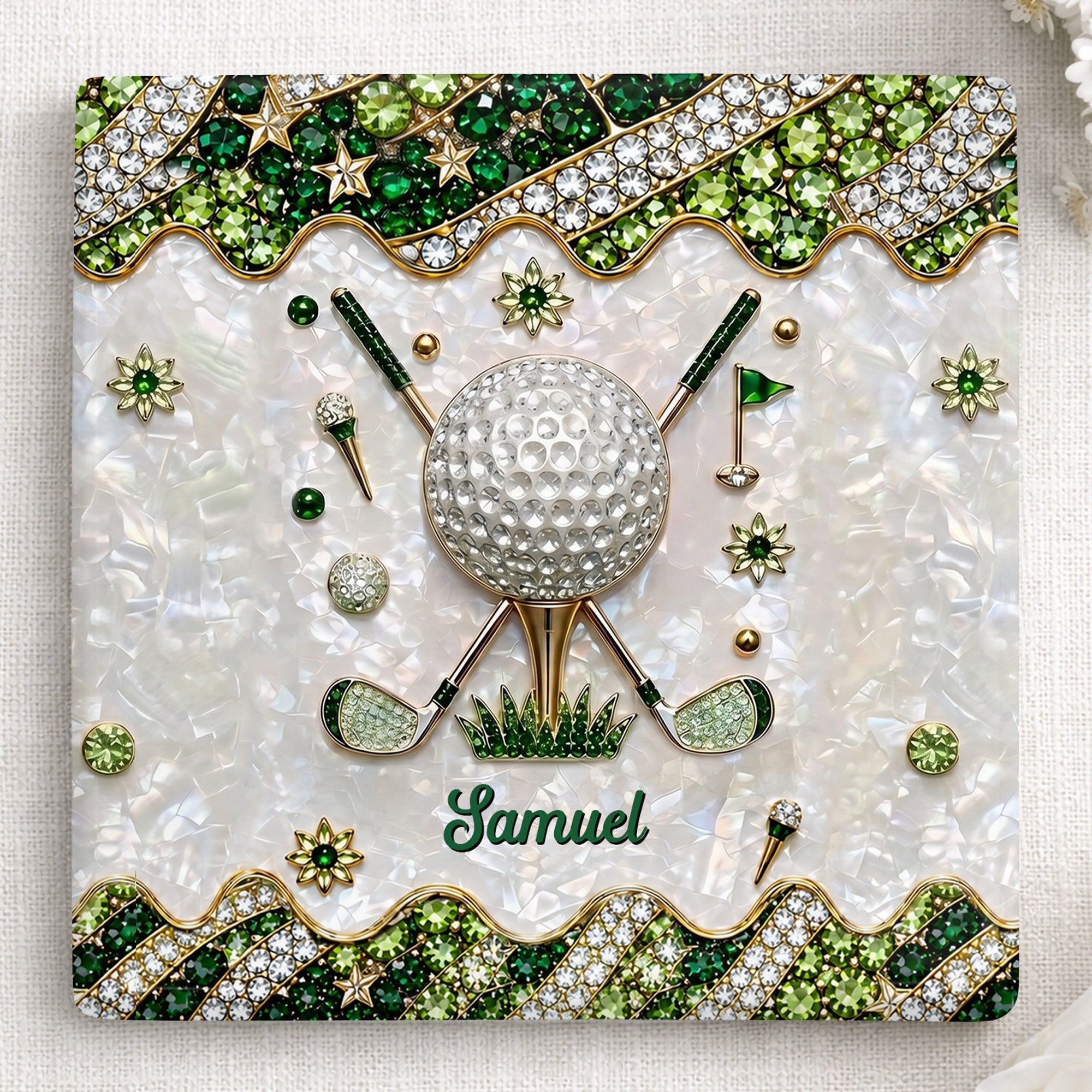 Personalized Golf Ball Coaster Custom Name Gift for Dad