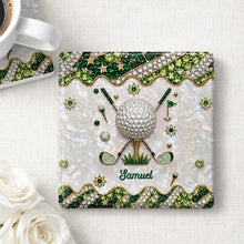 Load image into Gallery viewer, Personalized Golf Ball Coaster Custom Name Gift for Dad
