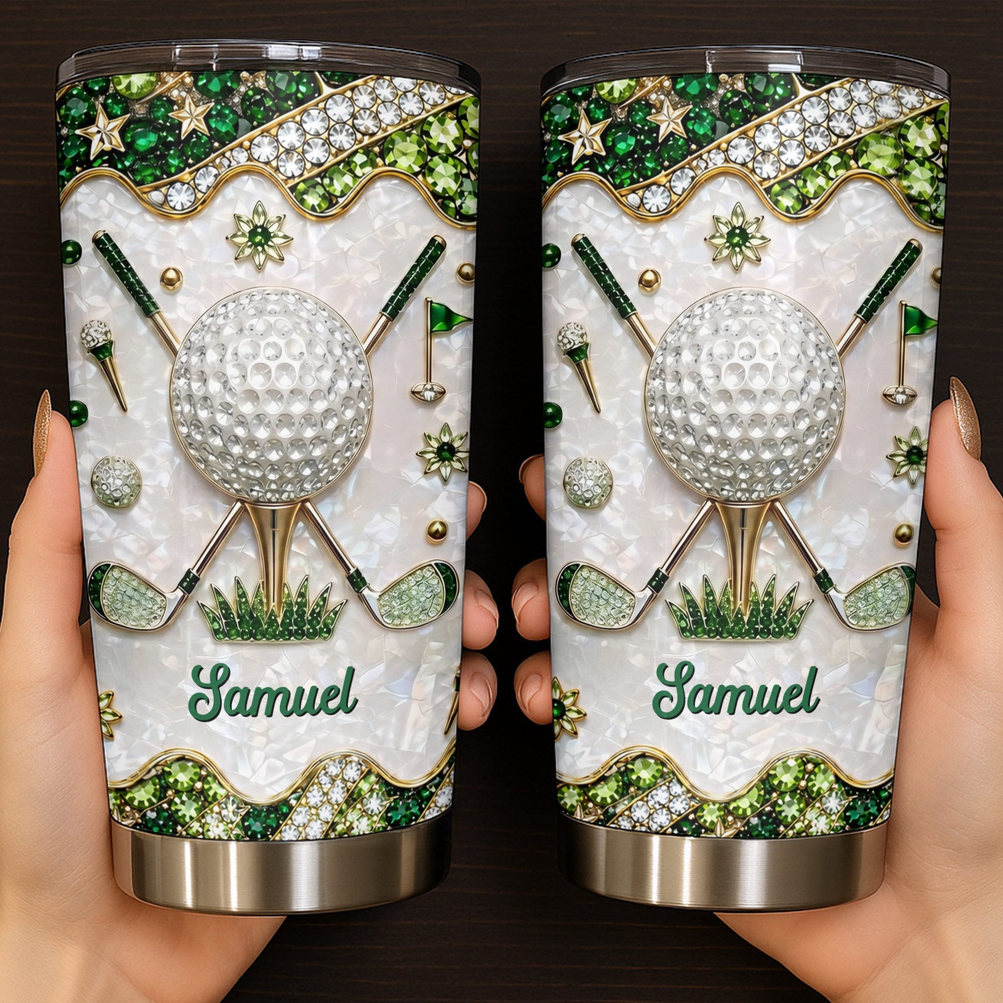 Personalized Stainless Steel Tumbler for Golf Lovers Custom Name 20oz Gift