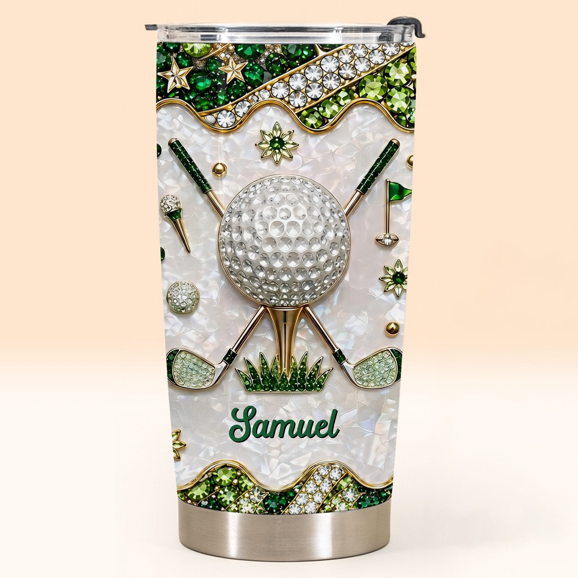 Personalized Stainless Steel Tumbler for Golf Lovers Custom Name 20oz Gift