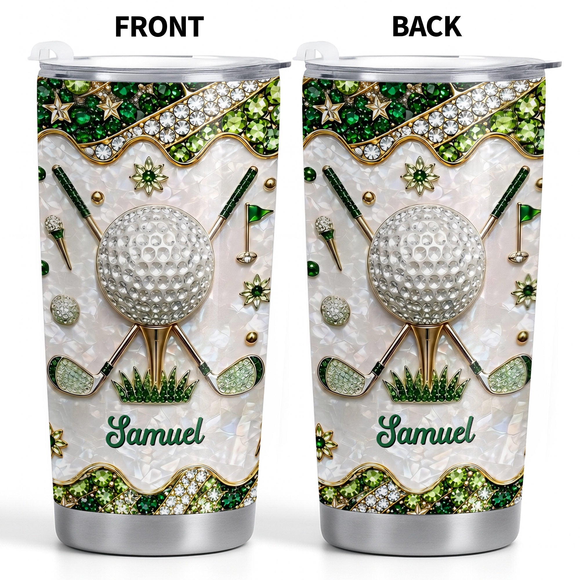 Personalized Stainless Steel Tumbler for Golf Lovers Custom Name 20oz Gift