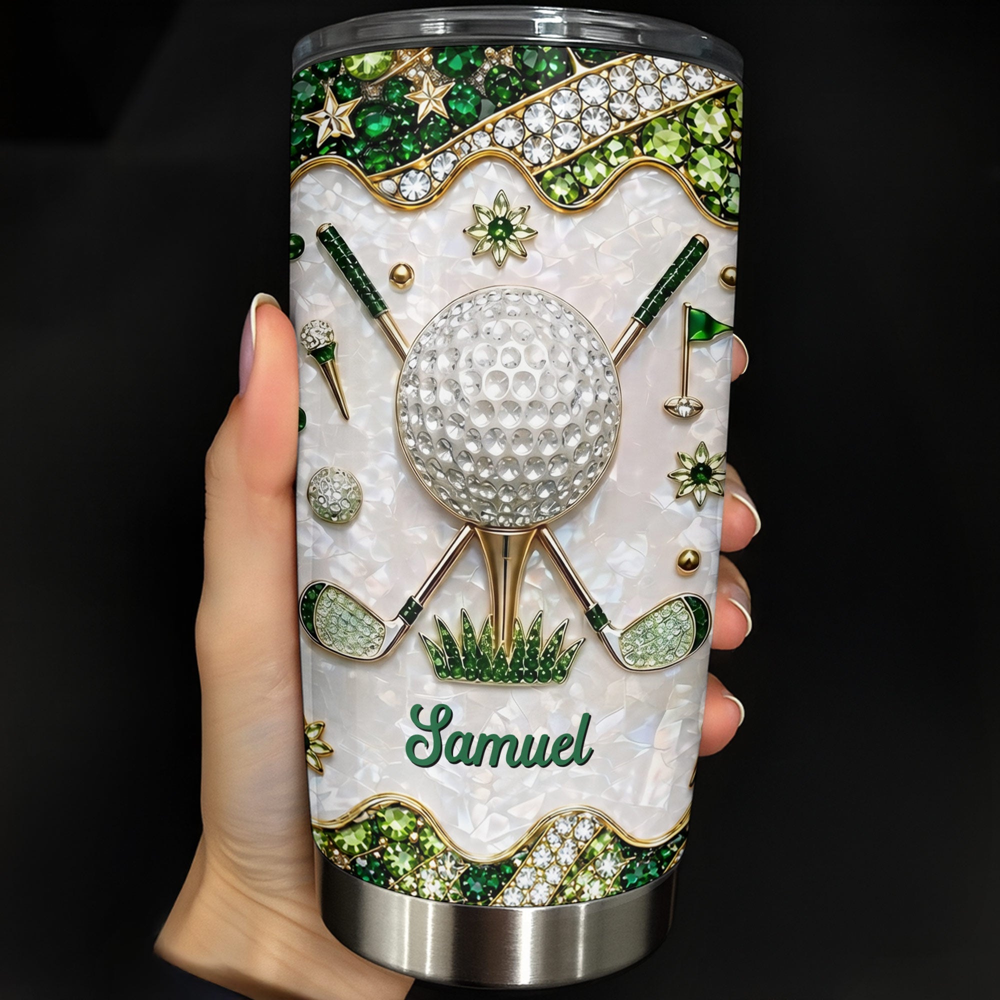 Personalized Stainless Steel Tumbler for Golf Lovers Custom Name 20oz Gift