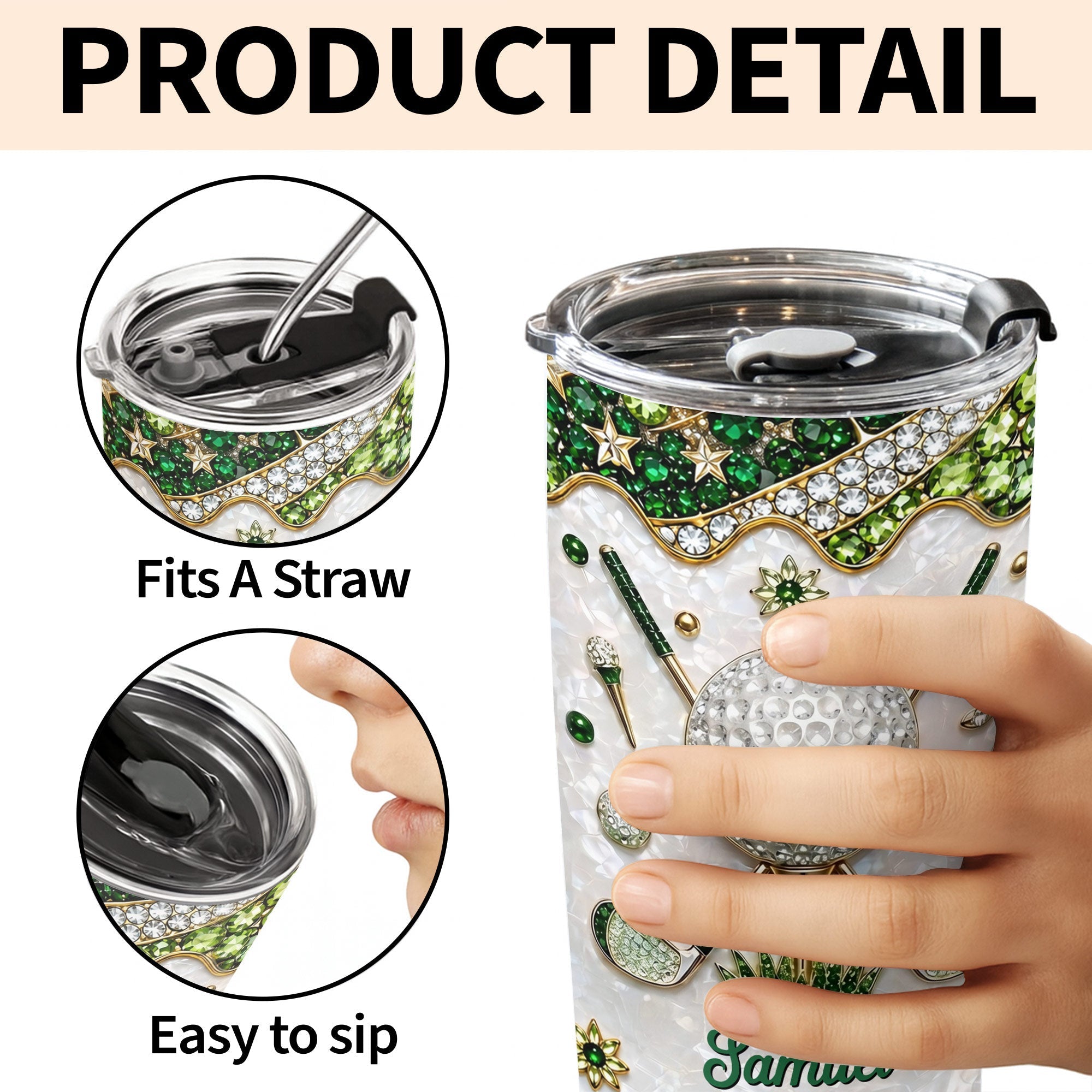 Personalized Stainless Steel Tumbler for Golf Lovers Custom Name 20oz Gift