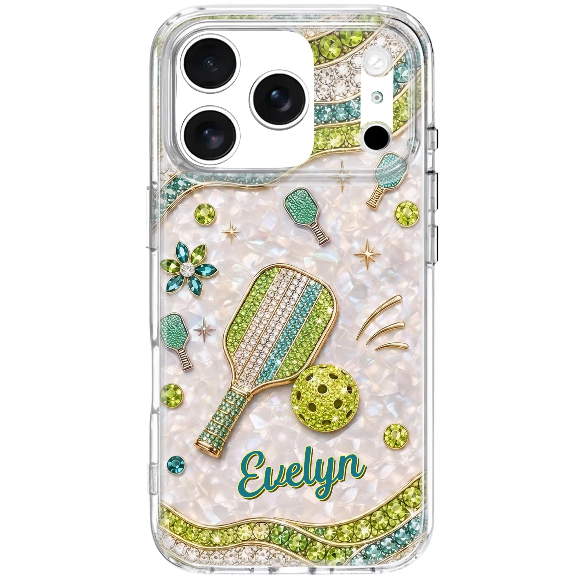Personalized Clear Phone Case for Pickleball Lovers - Custom Name Gift