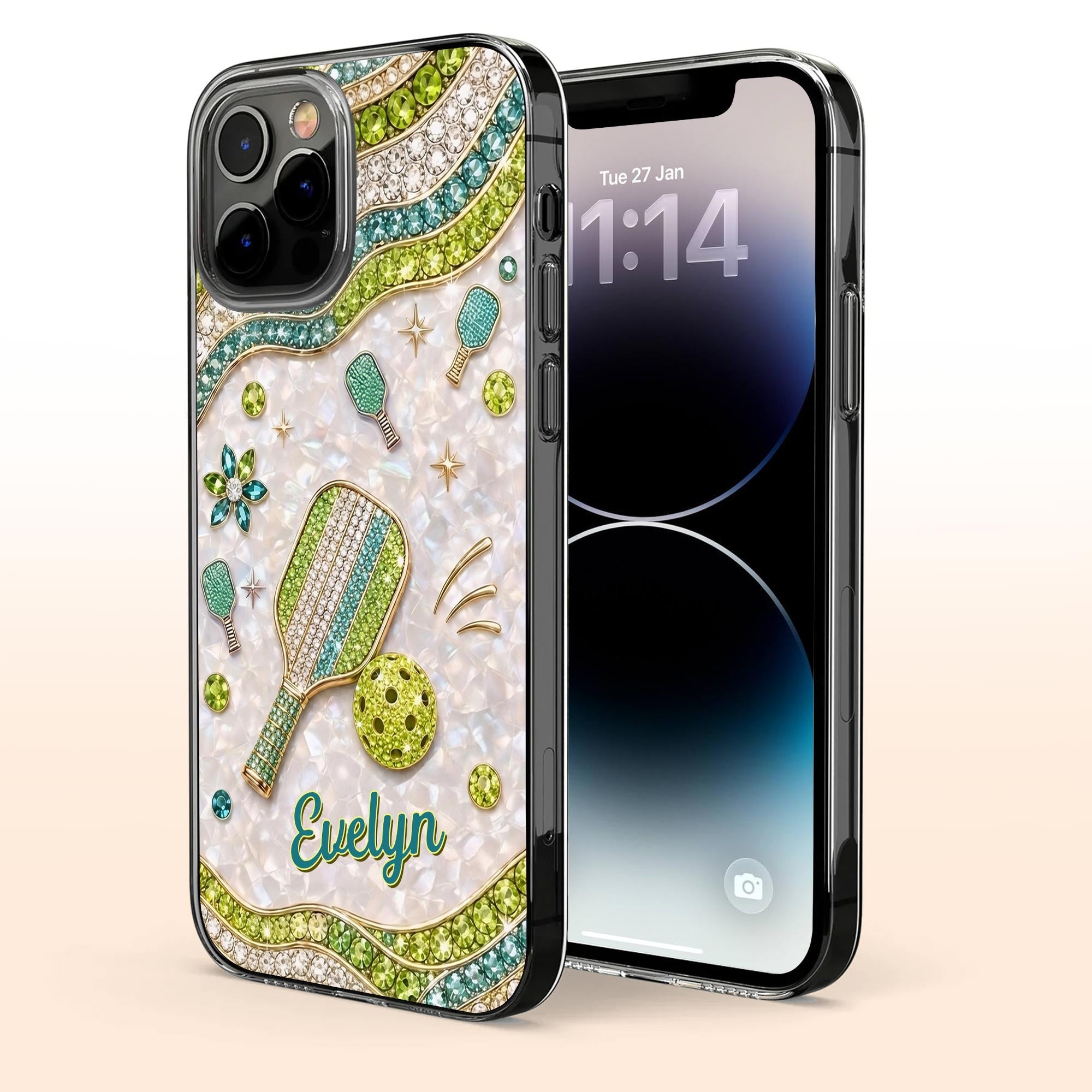 Personalized Clear Phone Case for Pickleball Lovers - Custom Name Gift