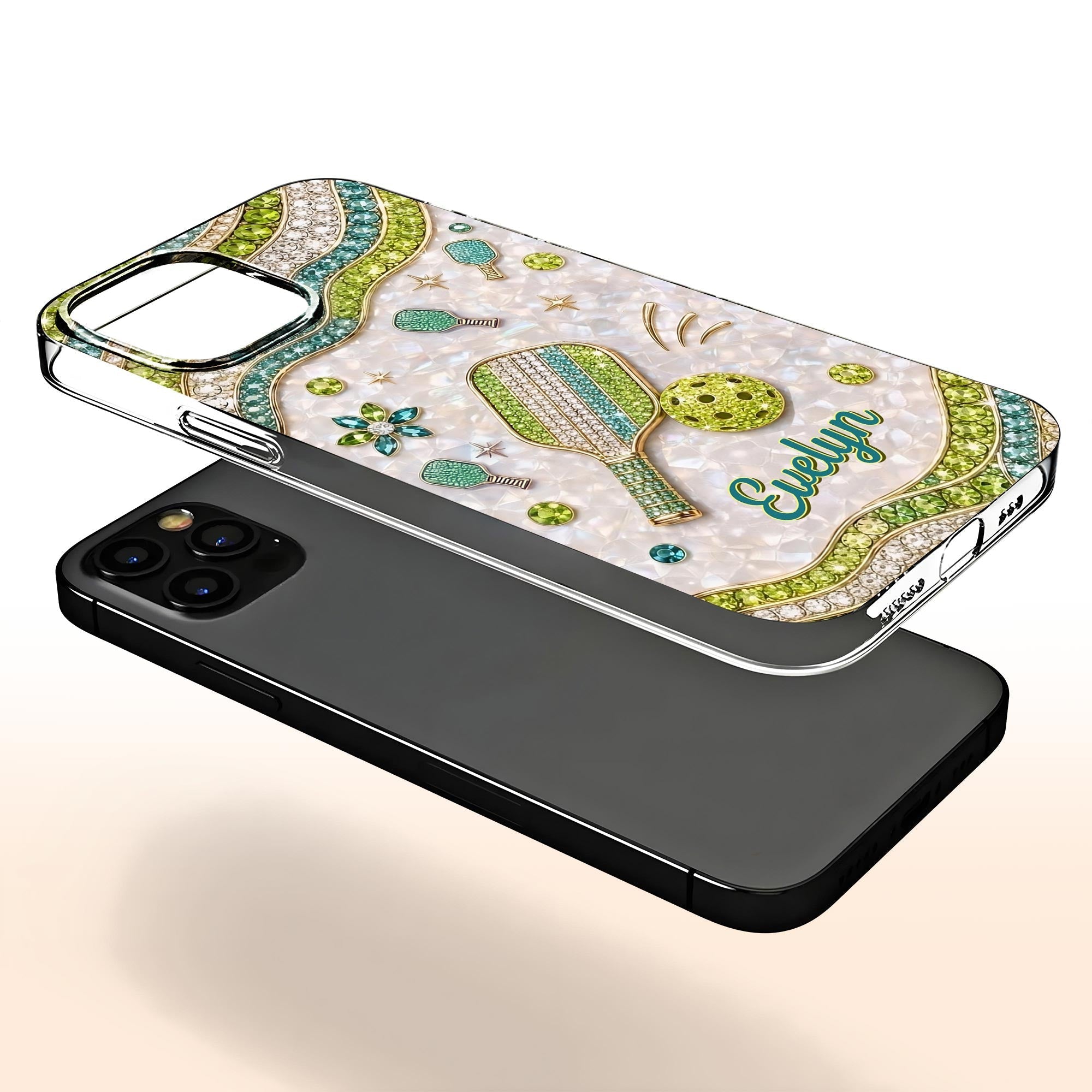 Personalized Clear Phone Case for Pickleball Lovers - Custom Name Gift