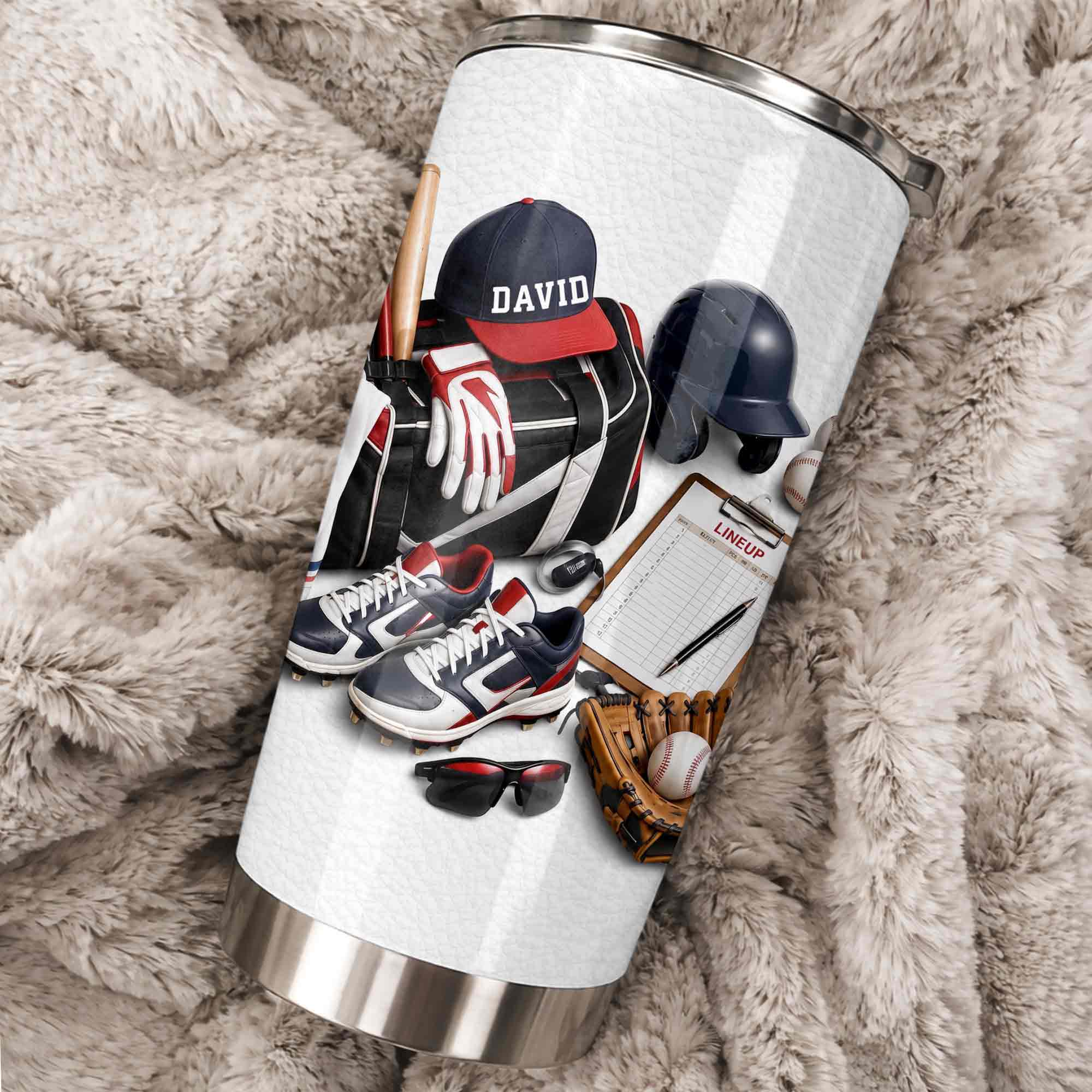 Personalized Stainless Steel Tumbler Custom Name Gift for Baseball Lovers