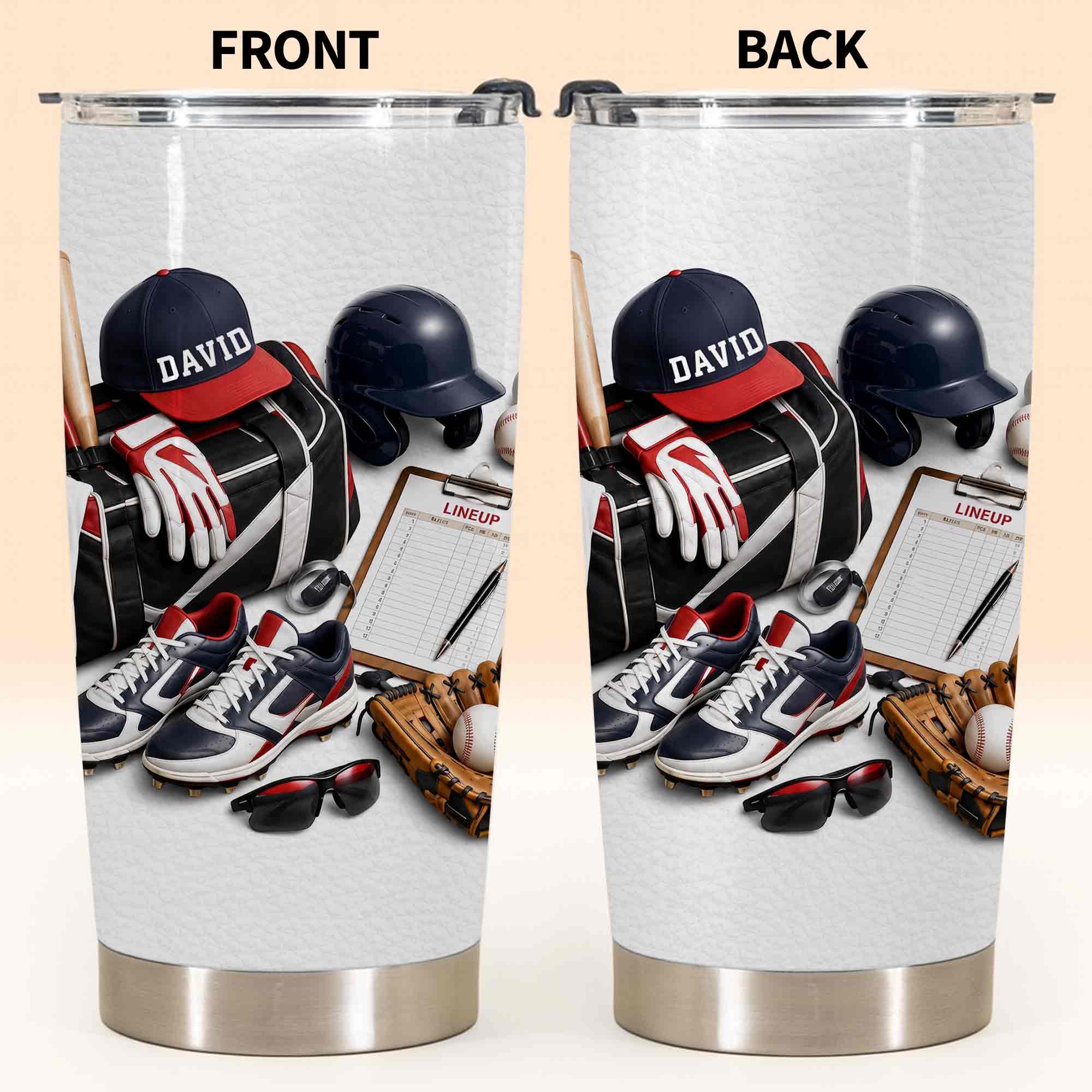 Personalized Stainless Steel Tumbler Custom Name Gift for Baseball Lovers