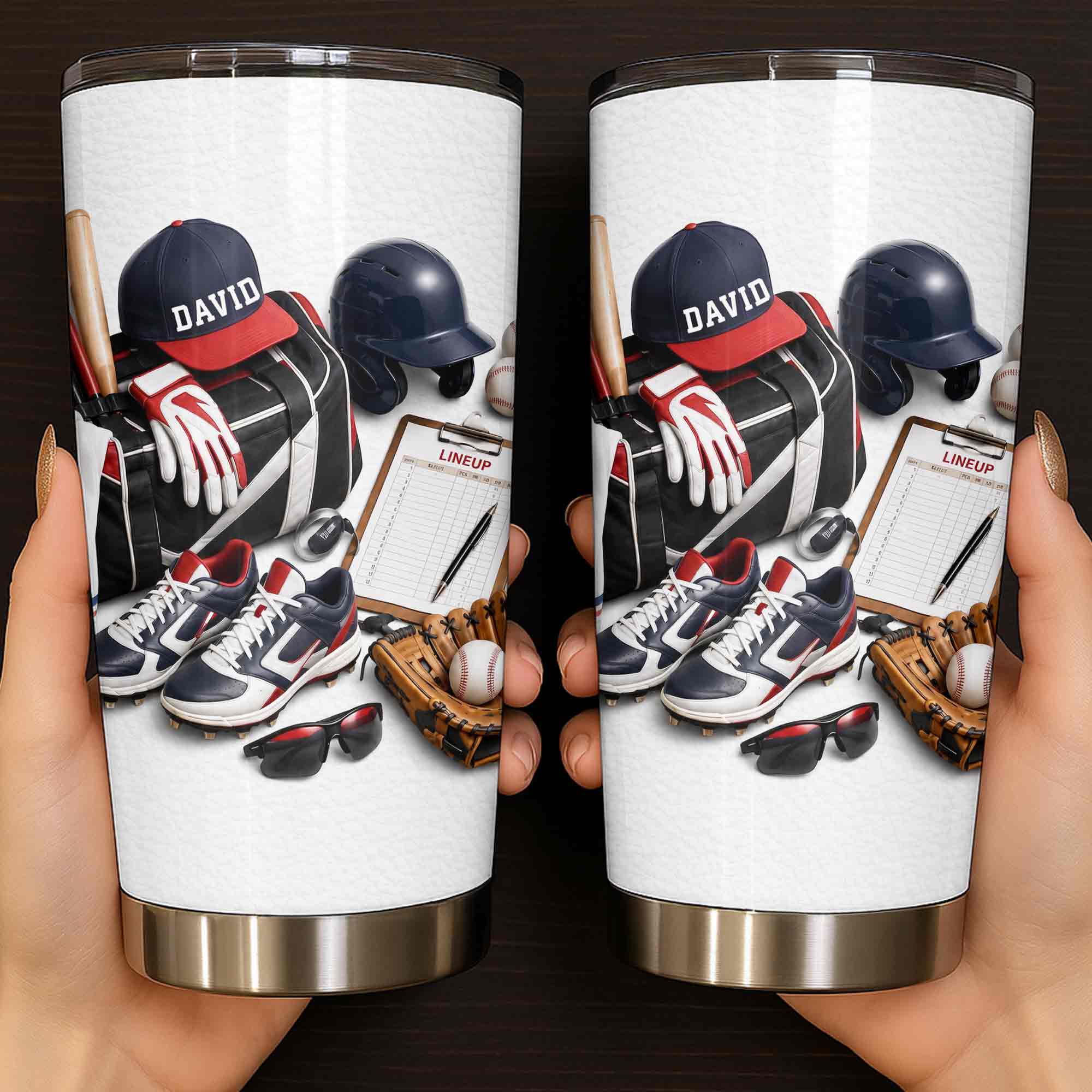 Personalized Stainless Steel Tumbler Custom Name Gift for Baseball Lovers