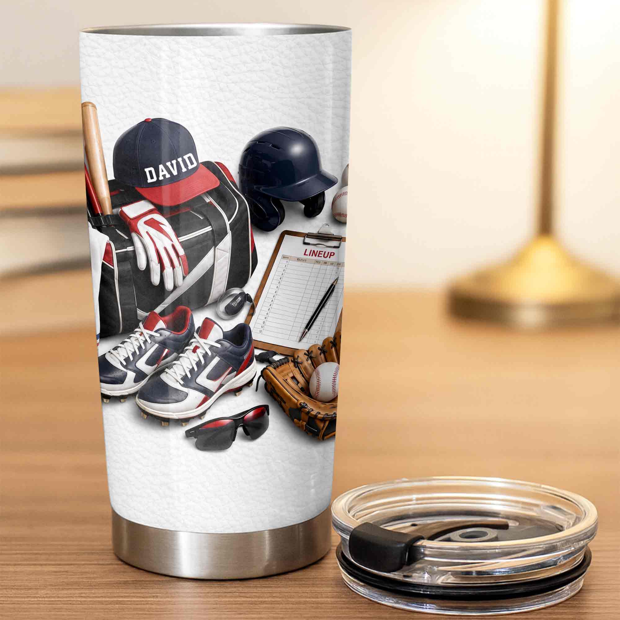 Personalized Stainless Steel Tumbler Custom Name Gift for Baseball Lovers