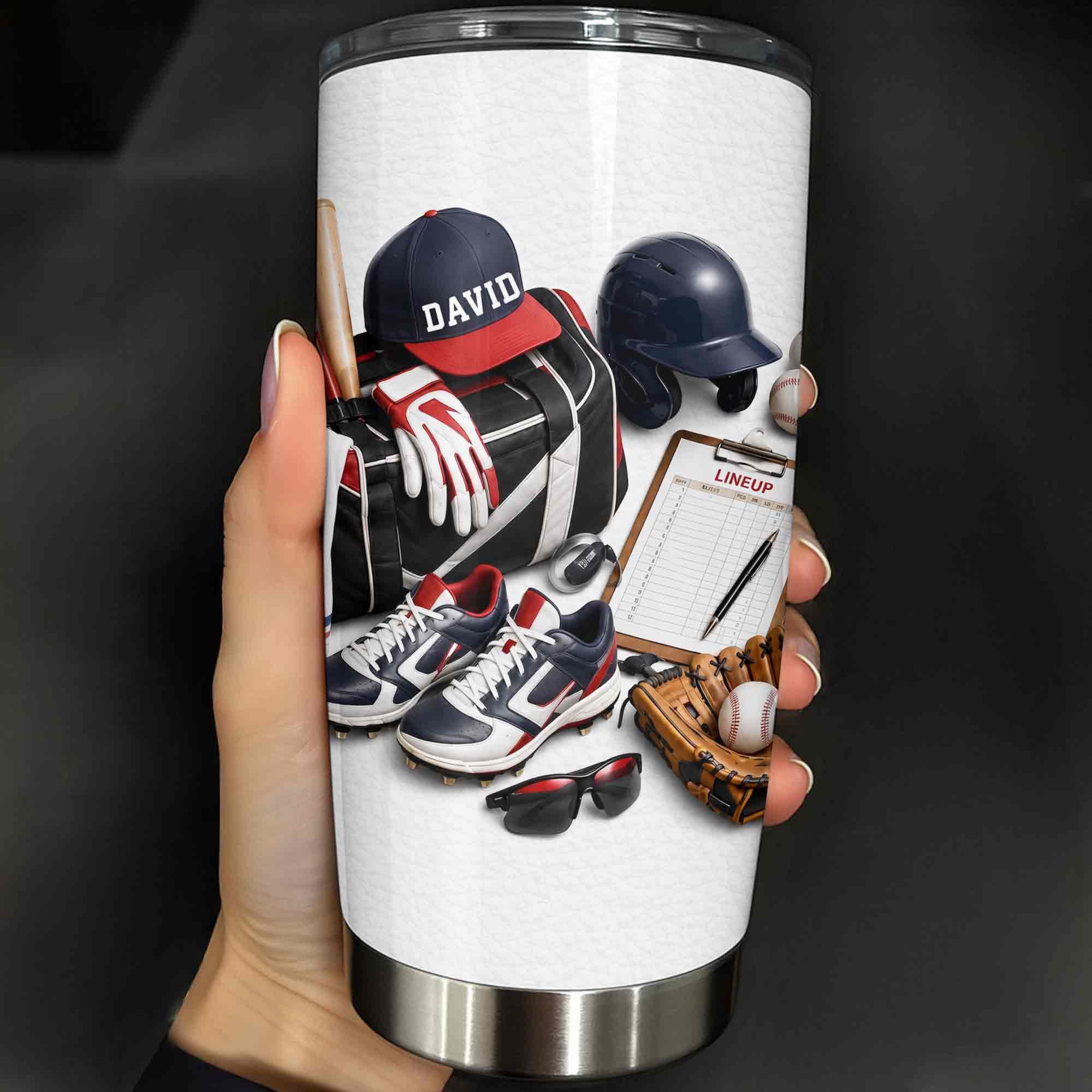 Personalized Stainless Steel Tumbler Custom Name Gift for Baseball Lovers