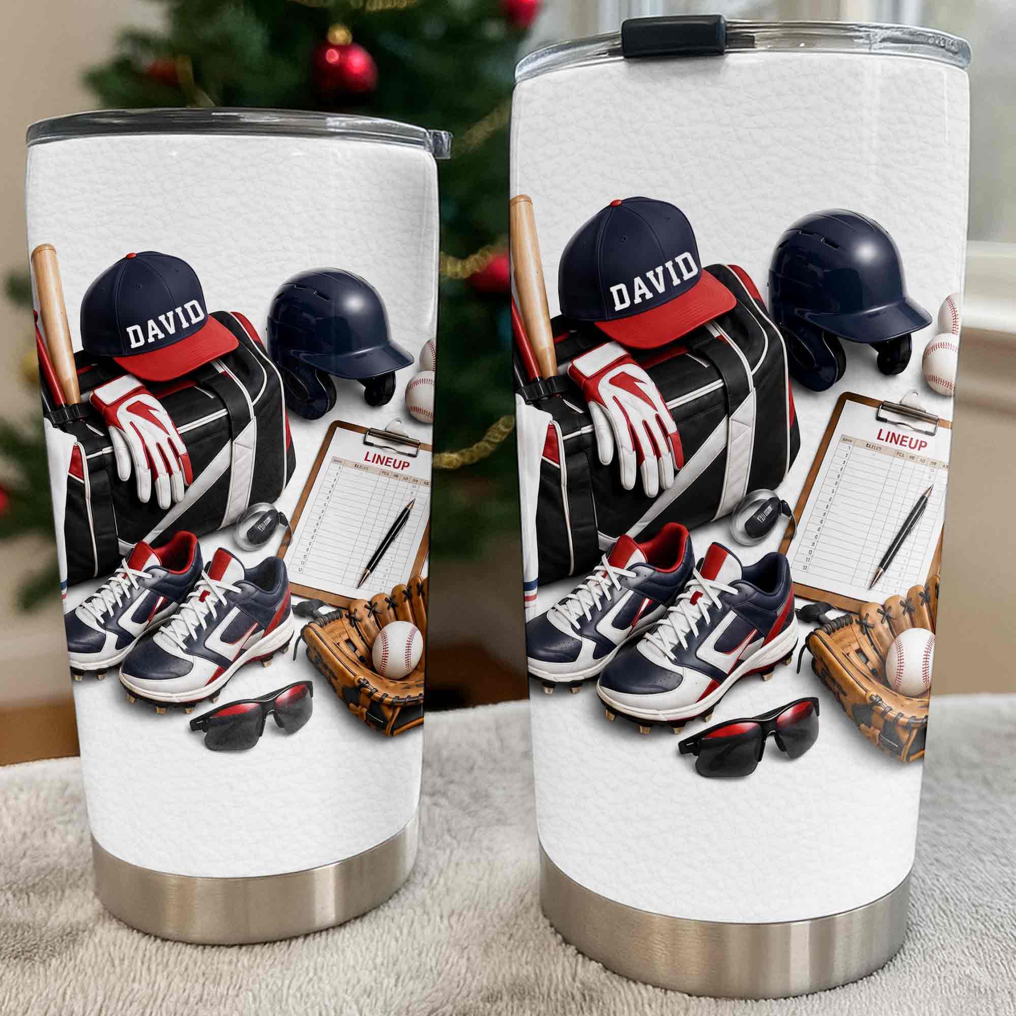 Personalized Stainless Steel Tumbler Custom Name Gift for Baseball Lovers
