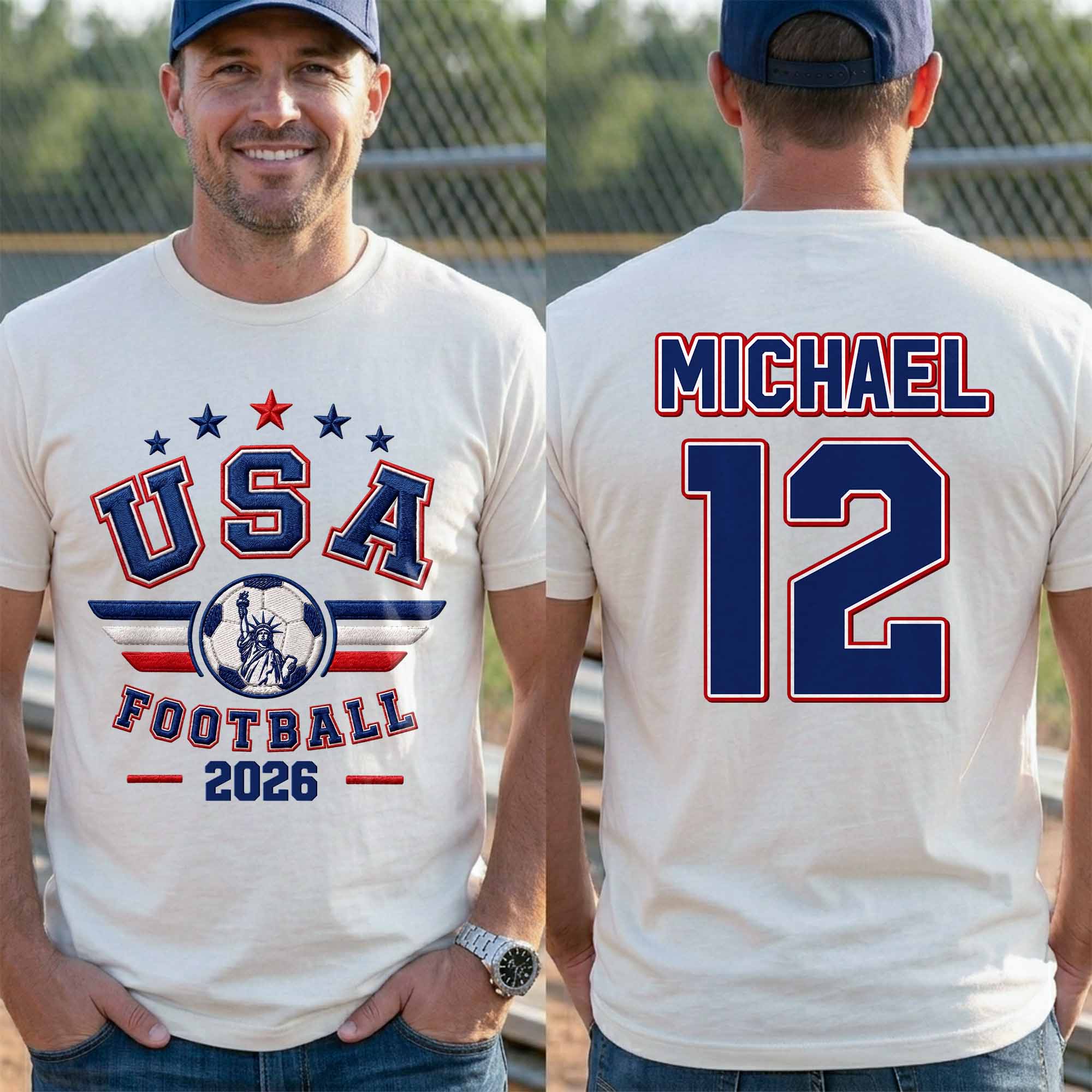 Personalized Soccer Ball Custom Jersey T-Shirt Gift for Him