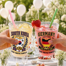 Load image into Gallery viewer, Personalized Frosted Cups with Soccer Crest for Family Events
