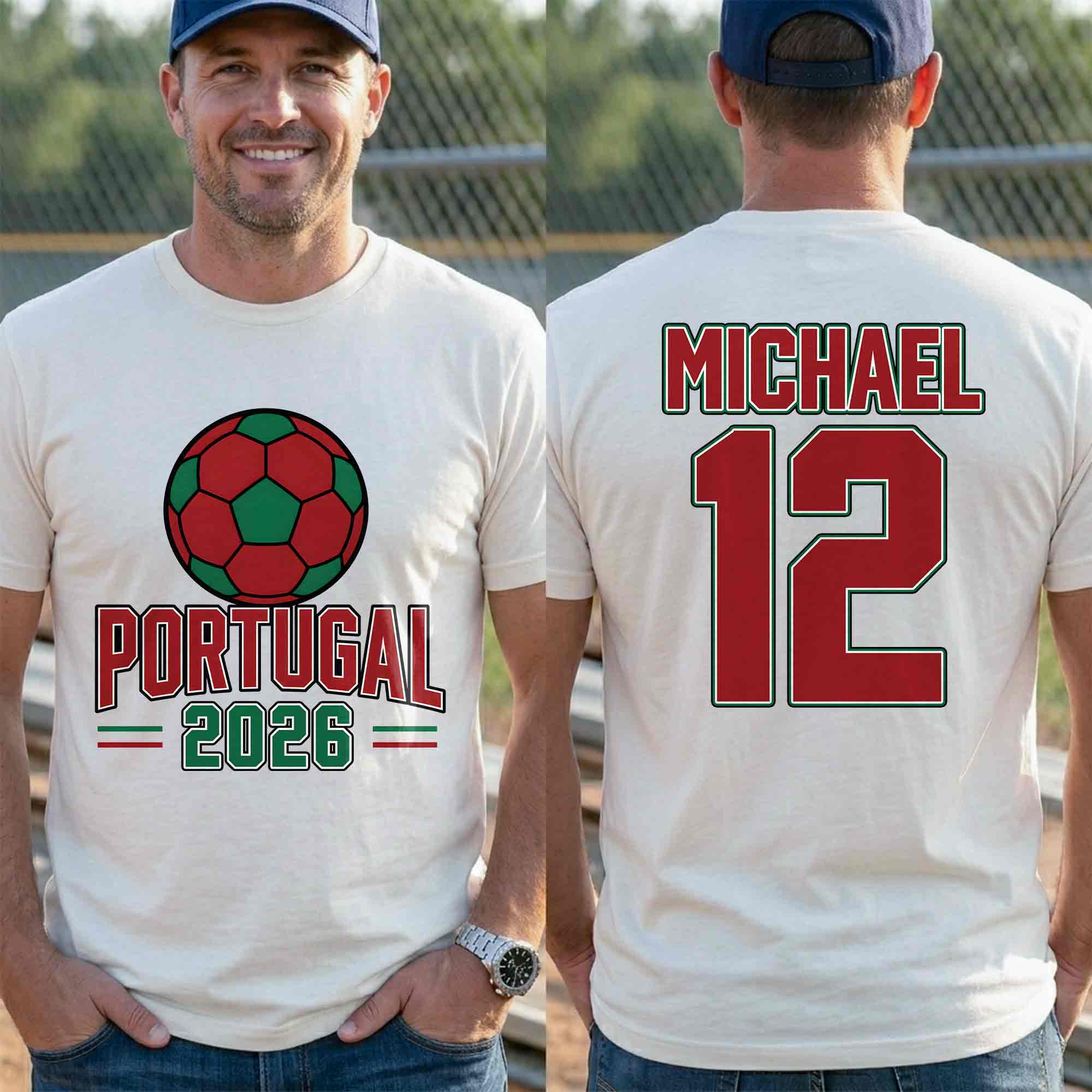Personalized Portugal Football T-Shirt Custom Name & Number Gift
