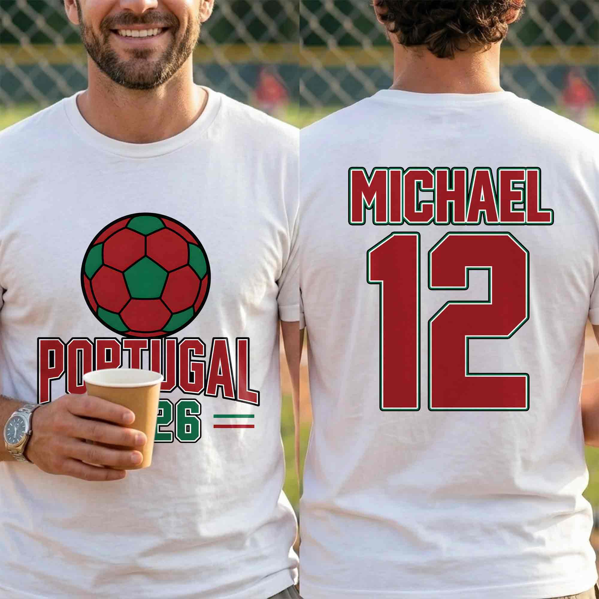 Personalized Portugal Football T-Shirt Custom Name & Number Gift