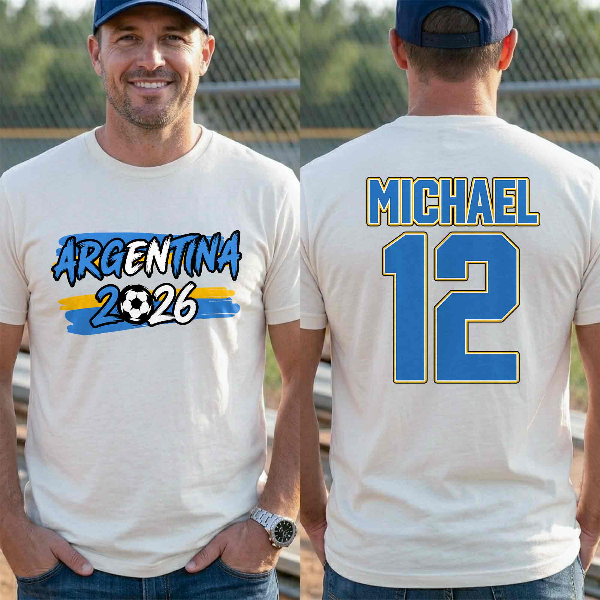 Personalized Argentina Soccer T-Shirt Custom Name Gift for Fans