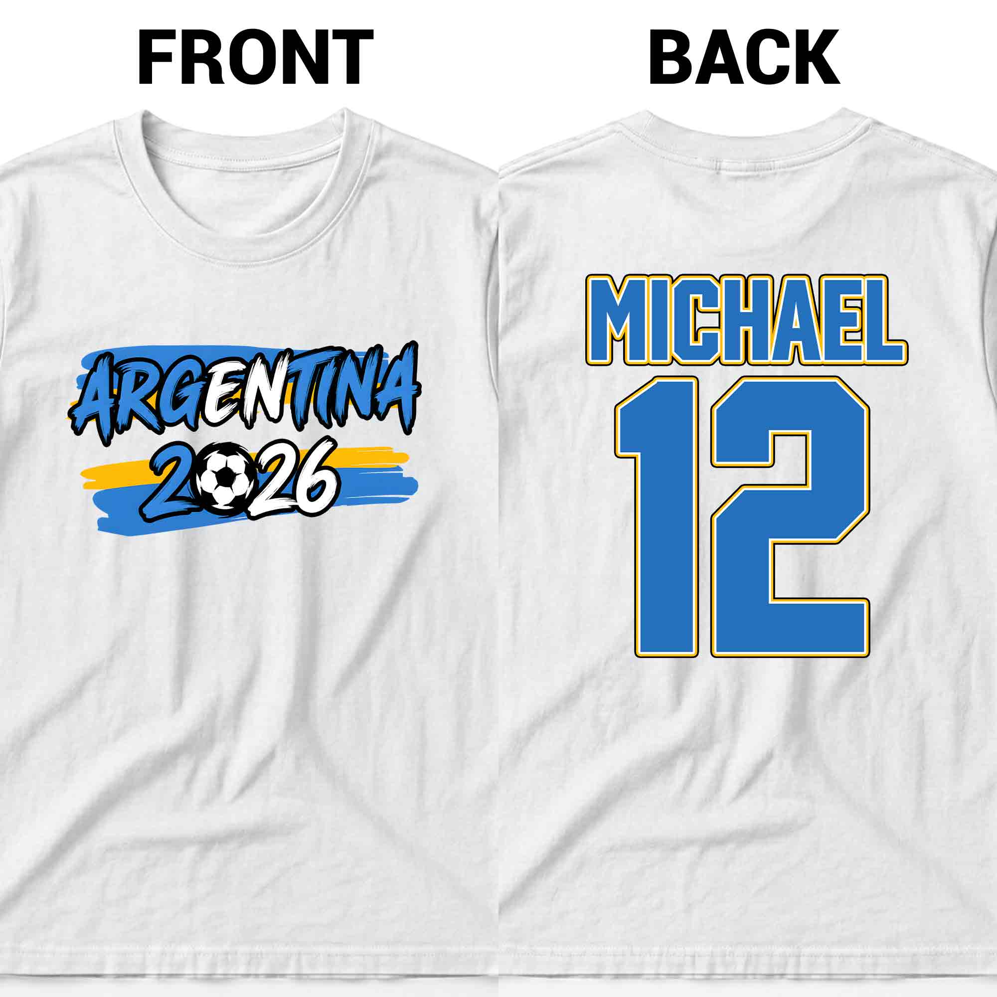 Personalized Argentina Soccer T-Shirt Custom Name Gift for Fans