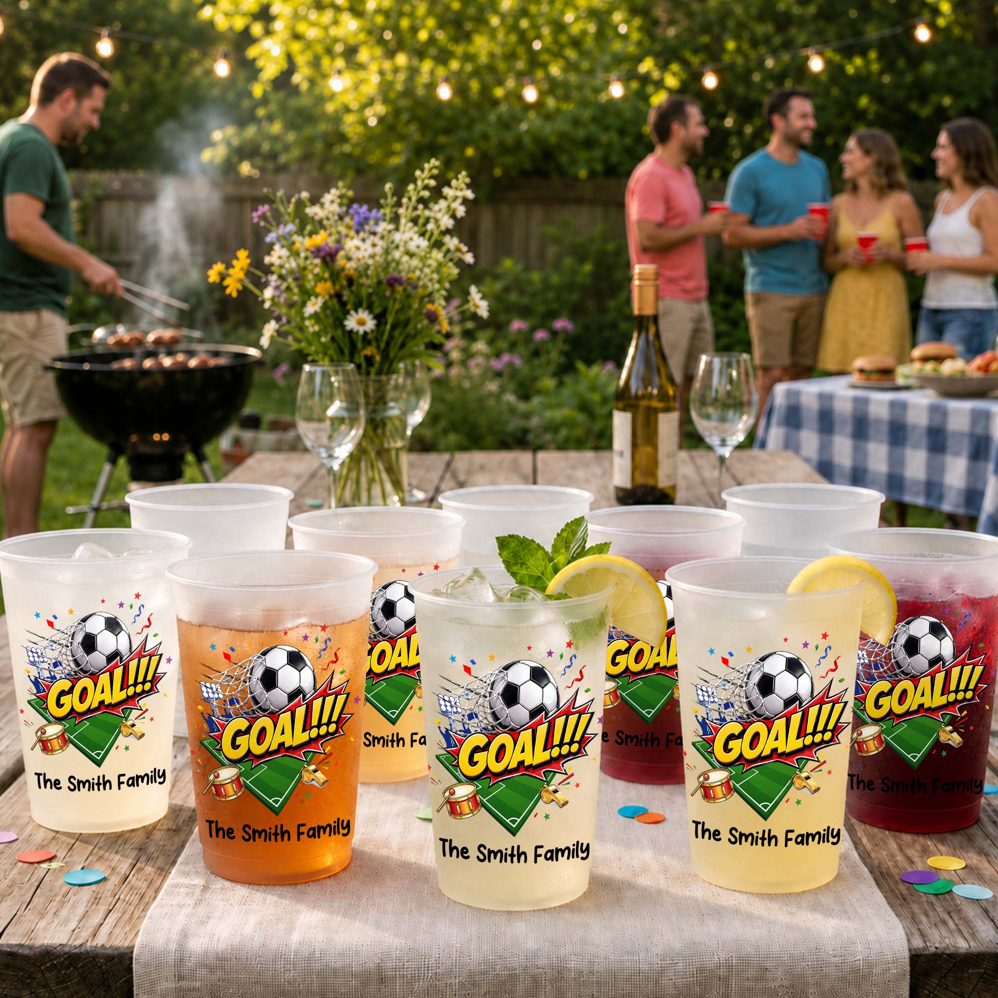 Personalized Frosted Cups Custom Family Name Soccer Gift