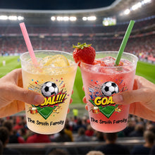 Load image into Gallery viewer, Personalized Frosted Cups Custom Family Name Soccer Gift
