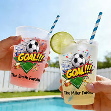 Load image into Gallery viewer, Personalized Frosted Cups Custom Family Name Soccer Gift

