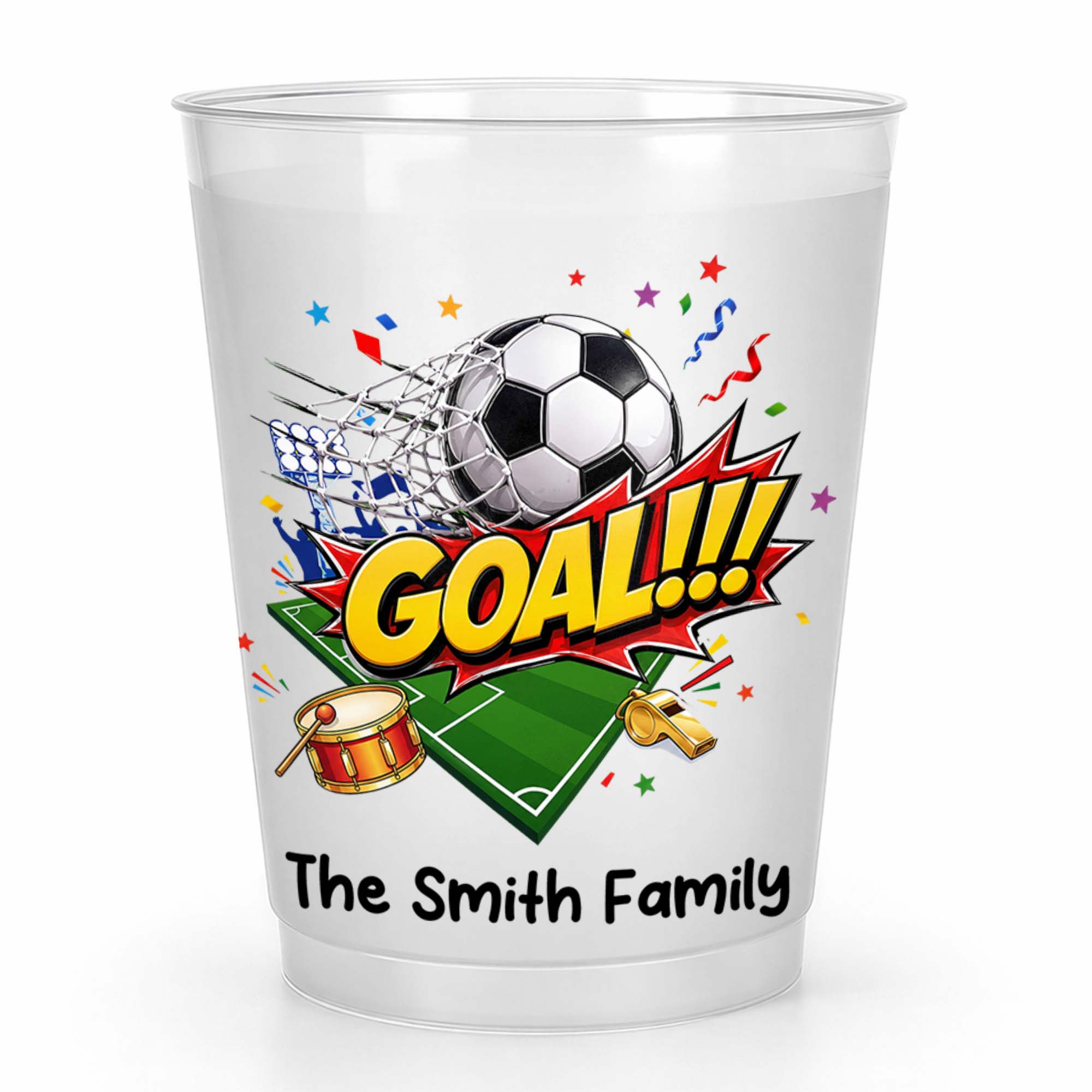 Personalized Frosted Cups Custom Family Name Soccer Gift