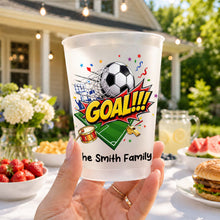 Load image into Gallery viewer, Personalized Frosted Cups Custom Family Name Soccer Gift
