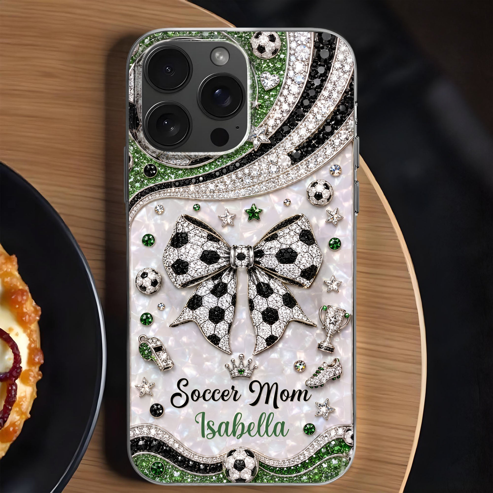 Personalized Clear Phone Case with Soccer Mom Design Gift for Her