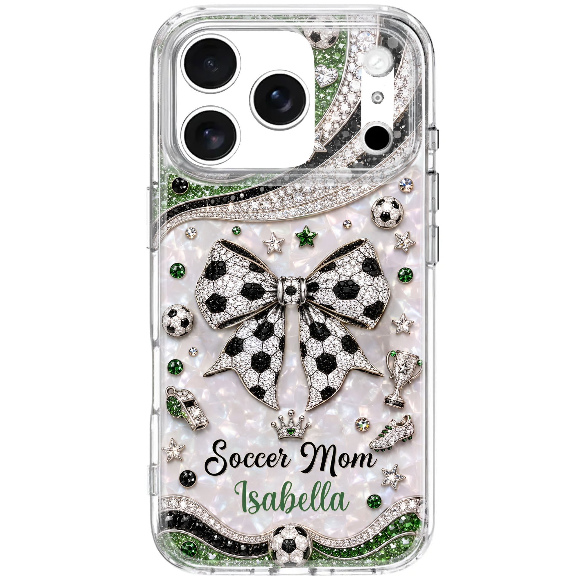 Personalized Clear Phone Case with Soccer Mom Design Gift for Her