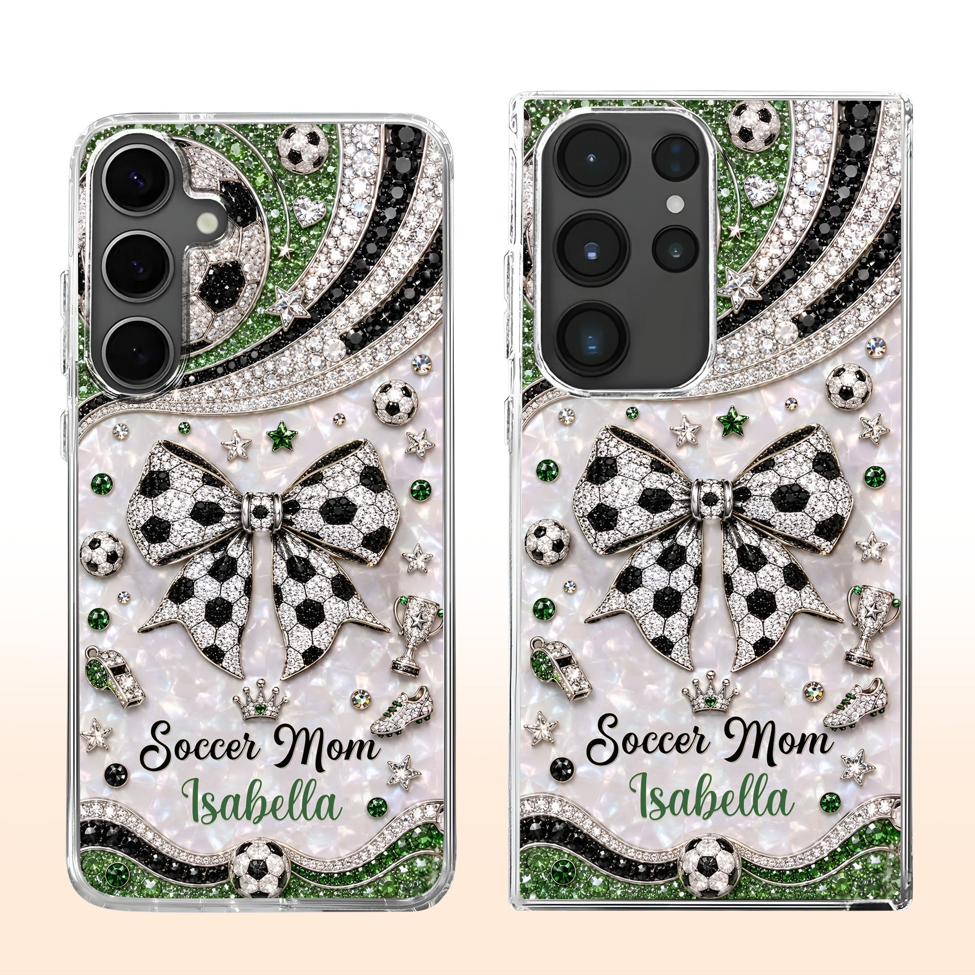 Personalized Clear Phone Case with Soccer Mom Design Gift for Her