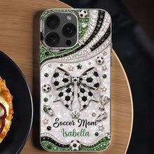 Load image into Gallery viewer, Personalized Clear Phone Case with Soccer Mom Design Gift for Her
