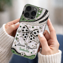 Load image into Gallery viewer, Personalized Clear Phone Case with Soccer Mom Design Gift for Her
