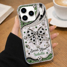 Load image into Gallery viewer, Personalized Clear Phone Case with Soccer Mom Design Gift for Her
