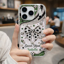 Load image into Gallery viewer, Personalized Clear Phone Case with Soccer Mom Design Gift for Her
