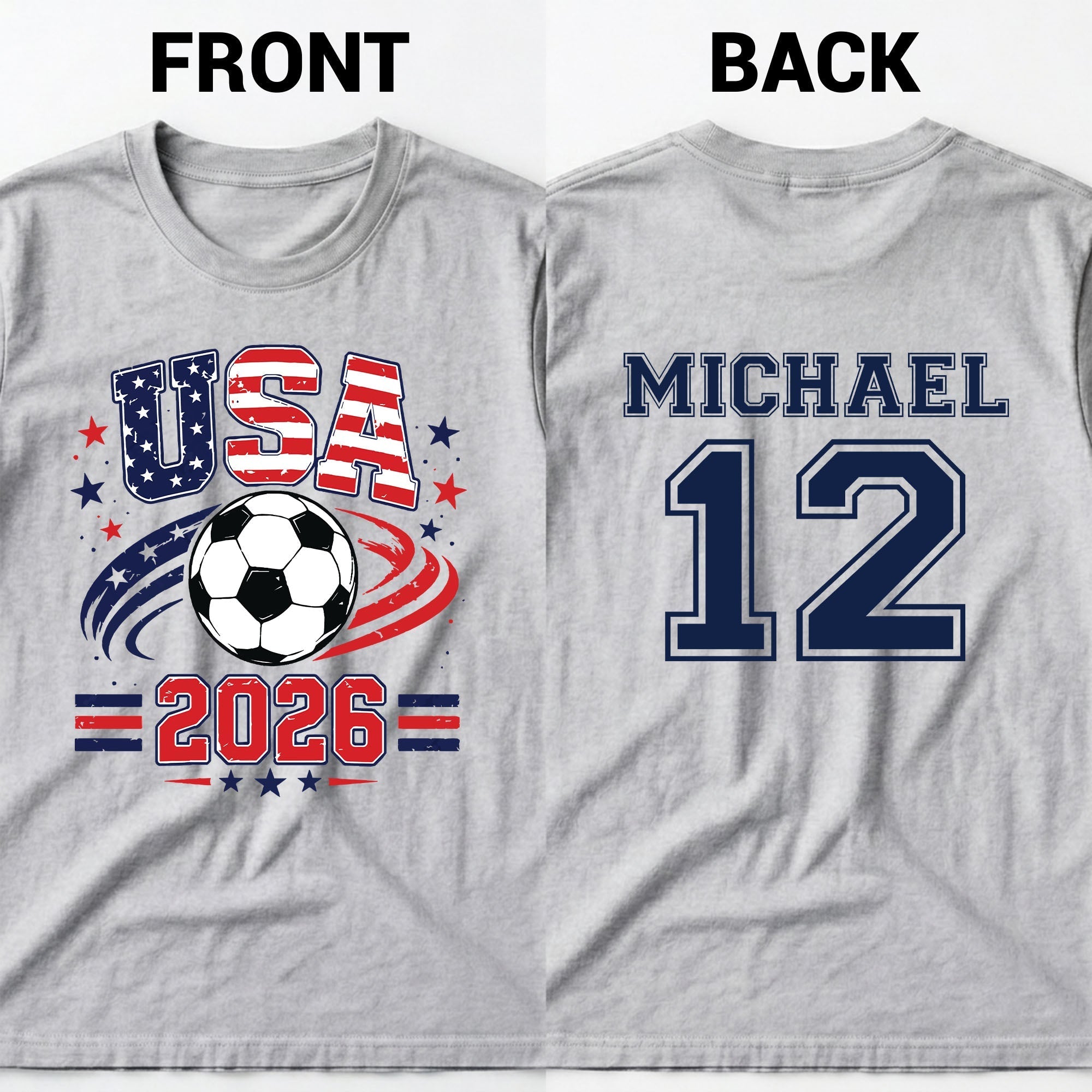 Personalized Soccer American Flag T-Shirt Custom Design for Dad