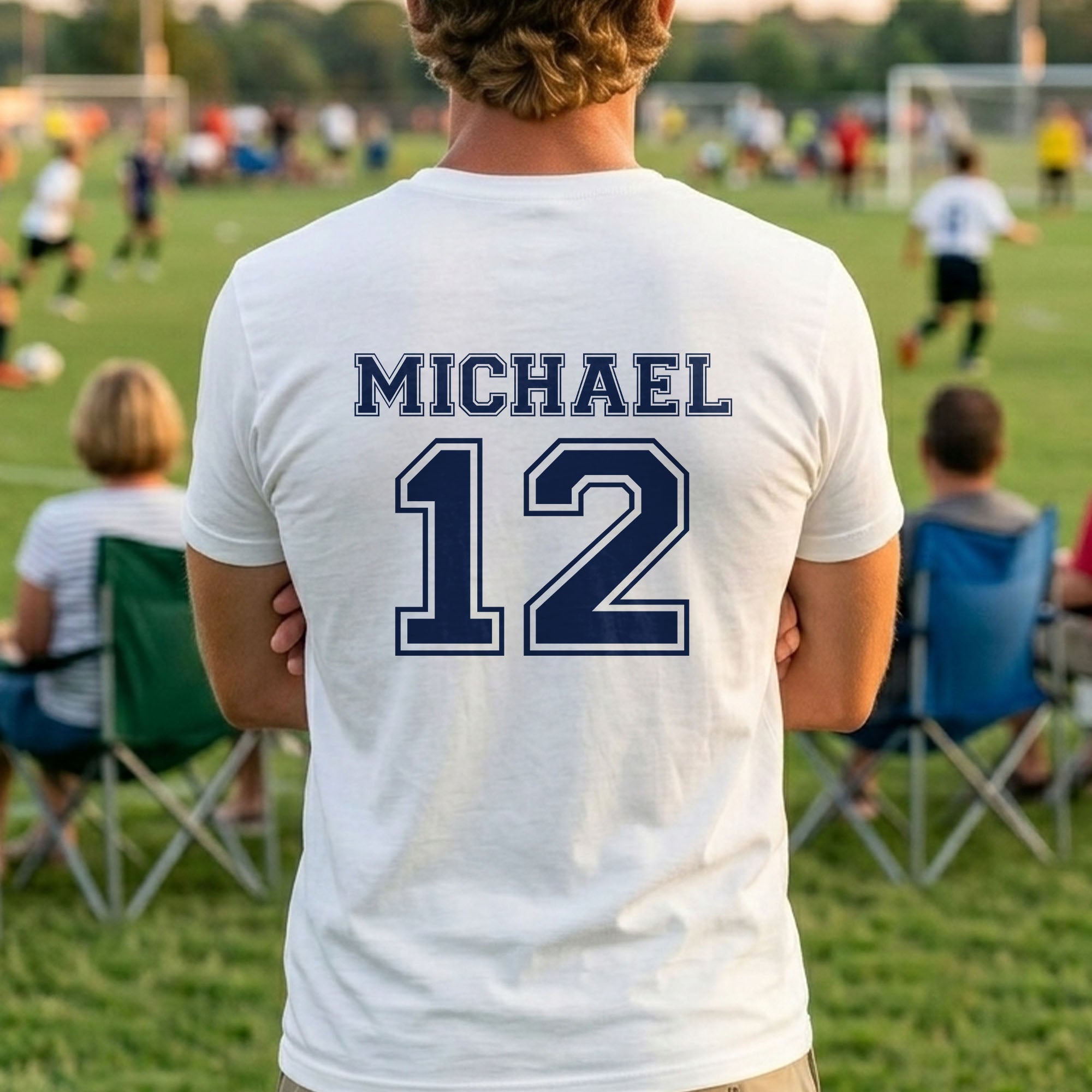 Personalized Soccer American Flag T-Shirt Custom Design for Dad