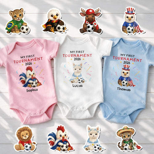 Personalized Soccer Baby Onesie Custom Name Eagle 4th of July Gift