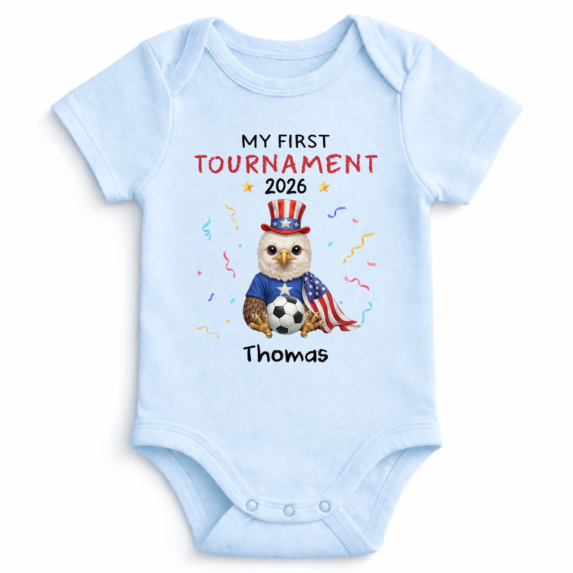 Personalized Soccer Baby Onesie Custom Name Eagle 4th of July Gift
