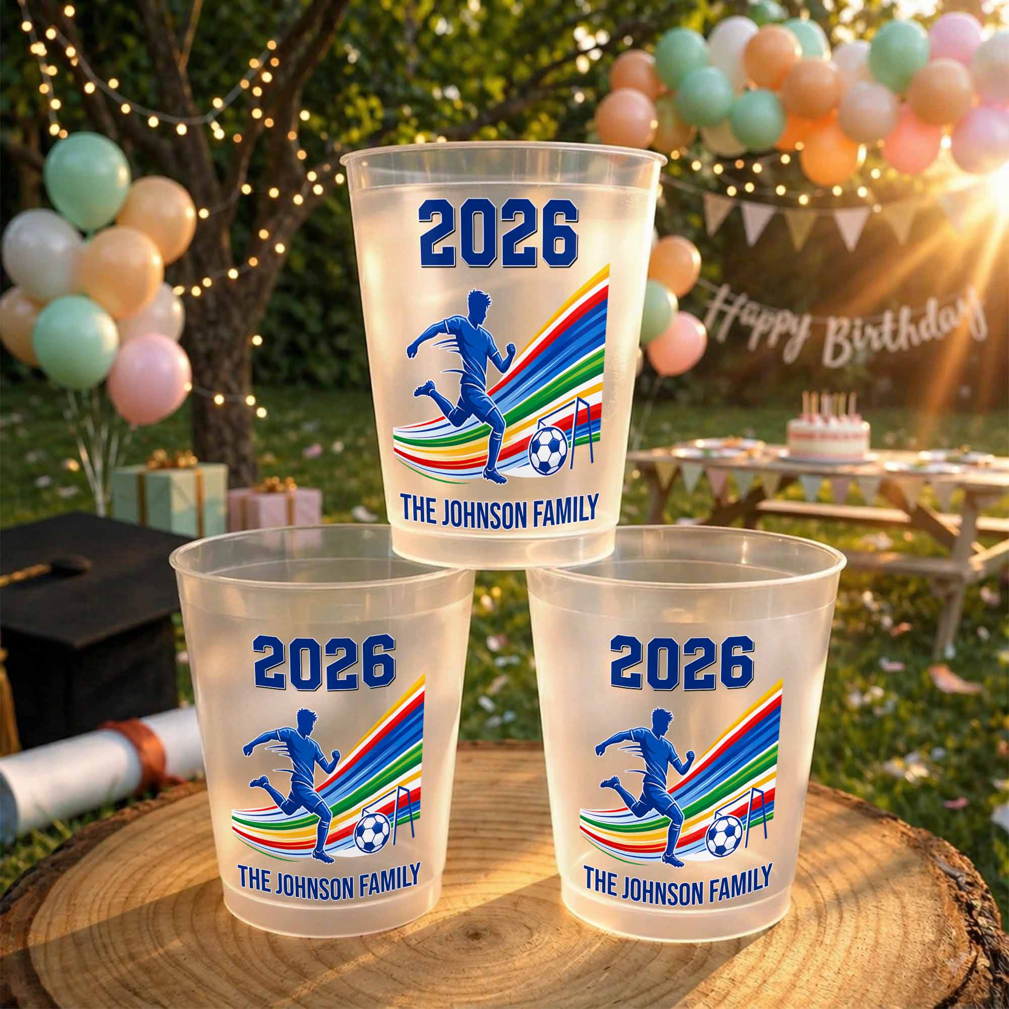 Personalized Frosted Cups Custom Family Soccer Season Gift