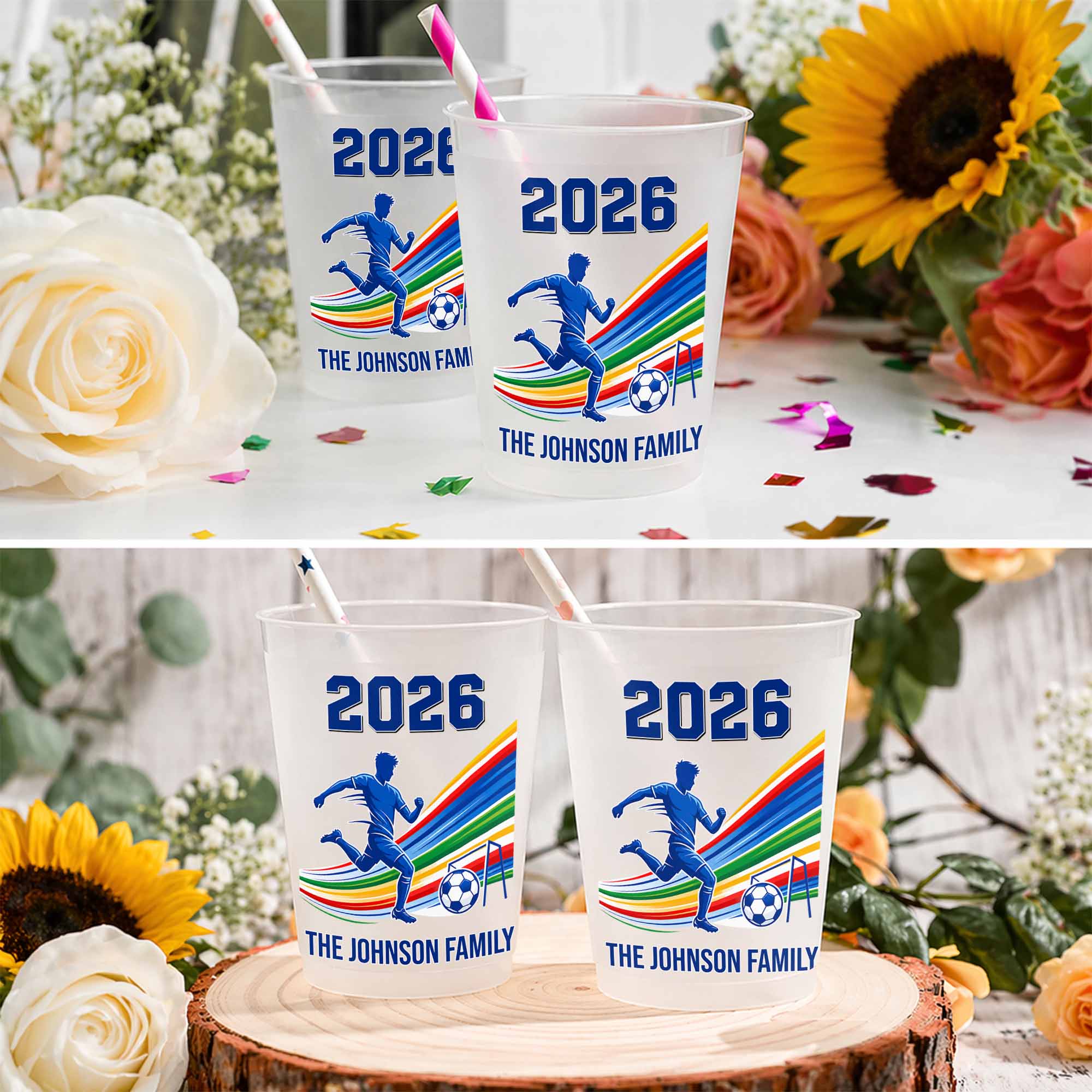 Personalized Frosted Cups Custom Family Soccer Season Gift