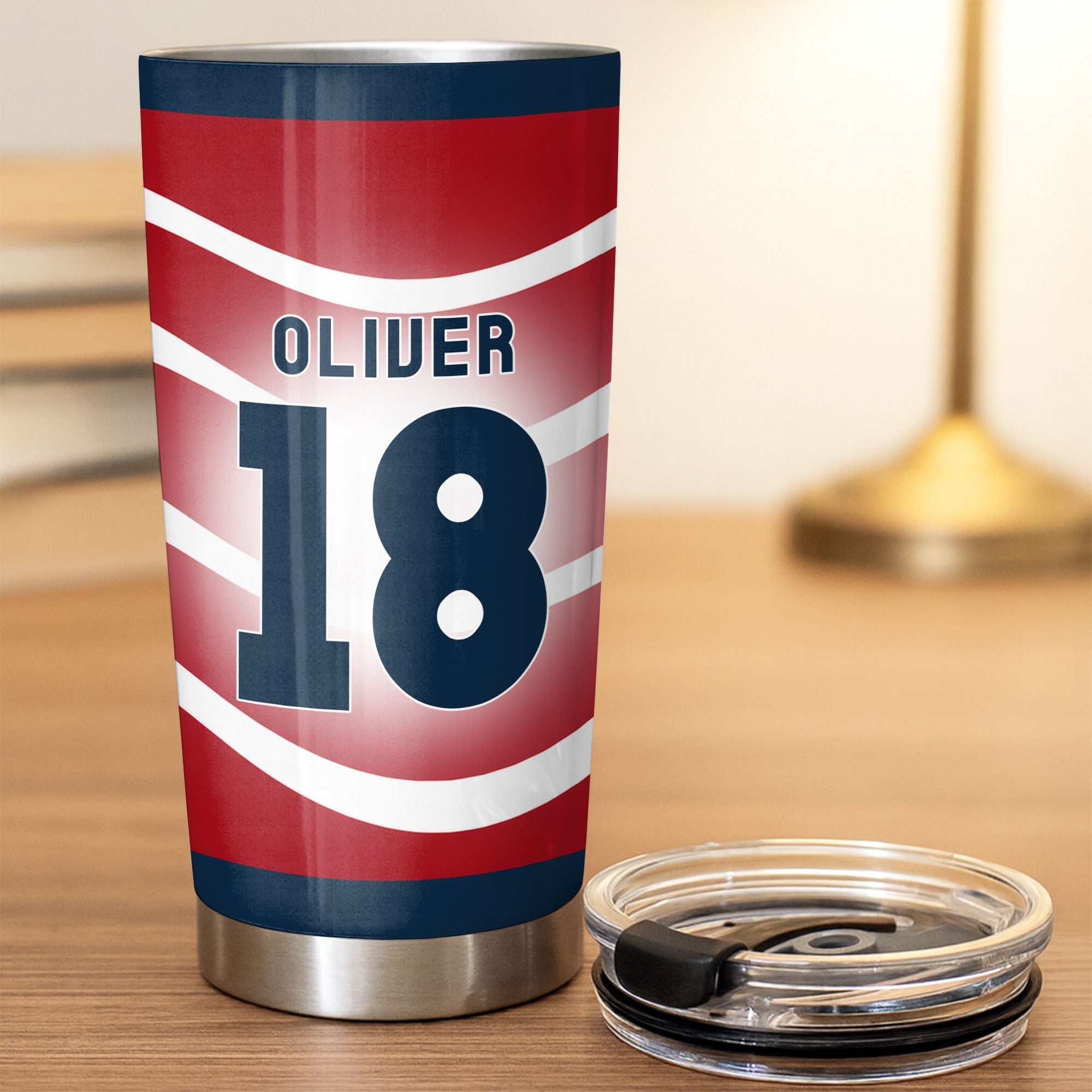 Personalized 20oz Stainless Steel Tumbler Custom Jersey Design Gift for Sports Lovers