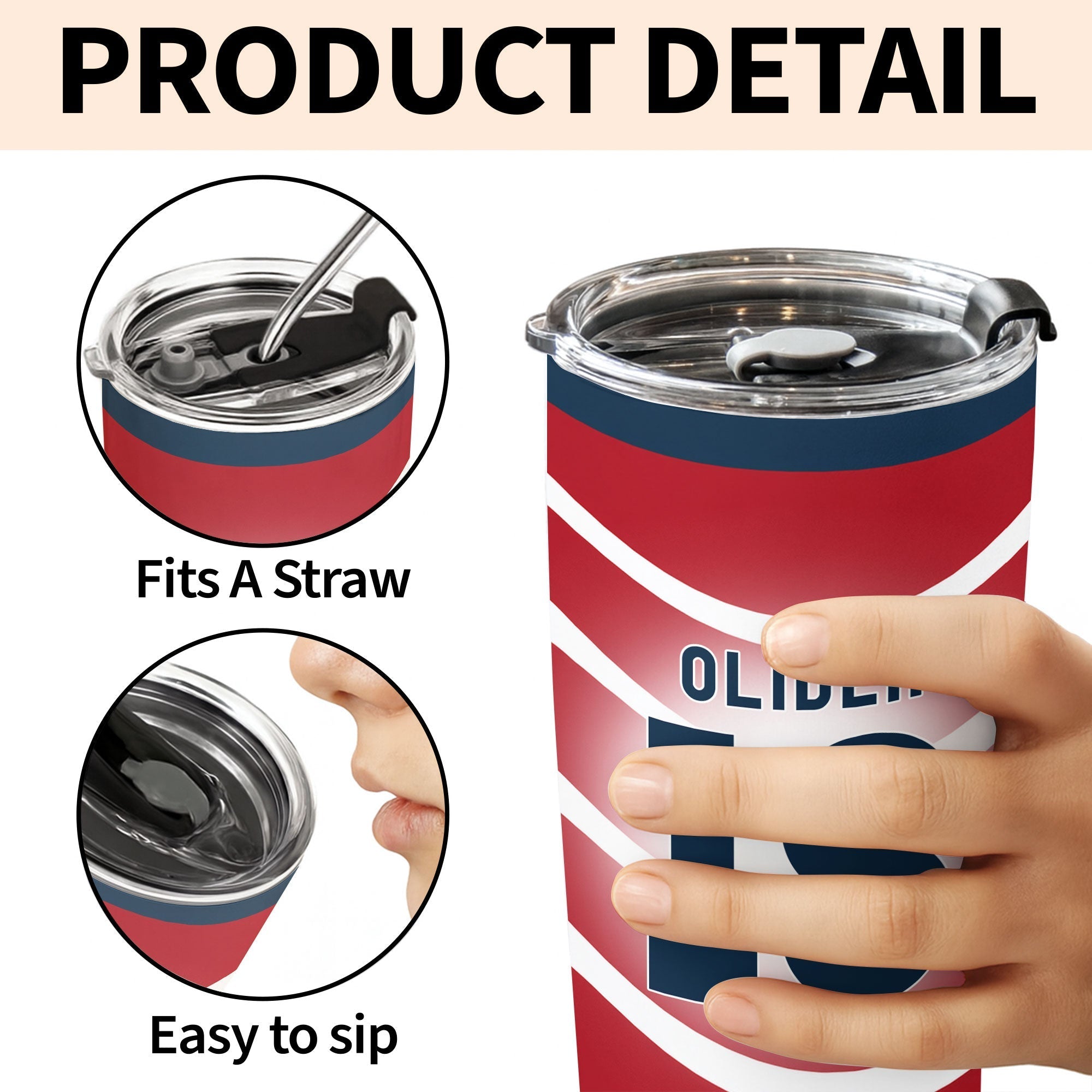 Personalized 20oz Stainless Steel Tumbler Custom Jersey Design Gift for Sports Lovers