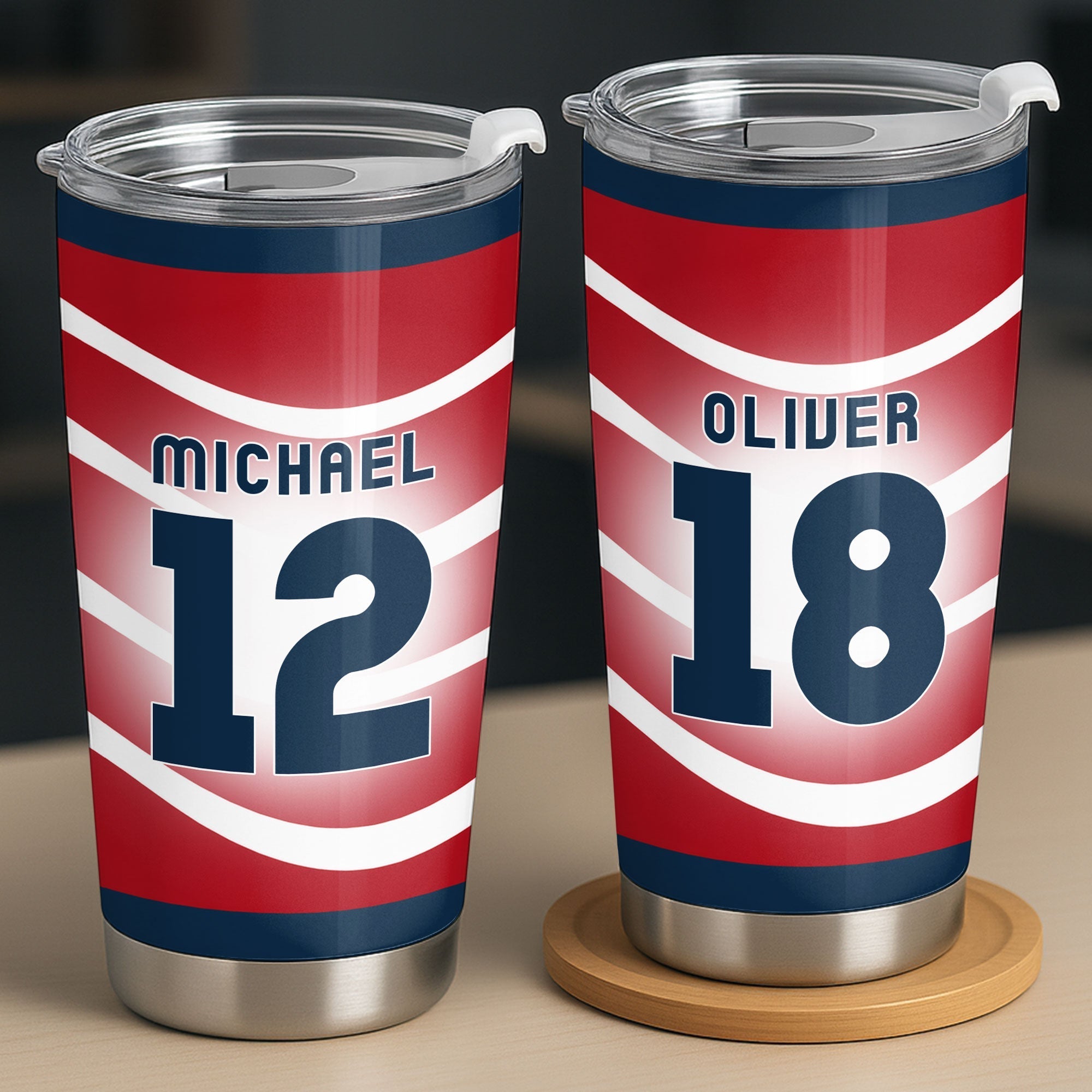 Personalized 20oz Stainless Steel Tumbler Custom Jersey Design Gift for Sports Lovers
