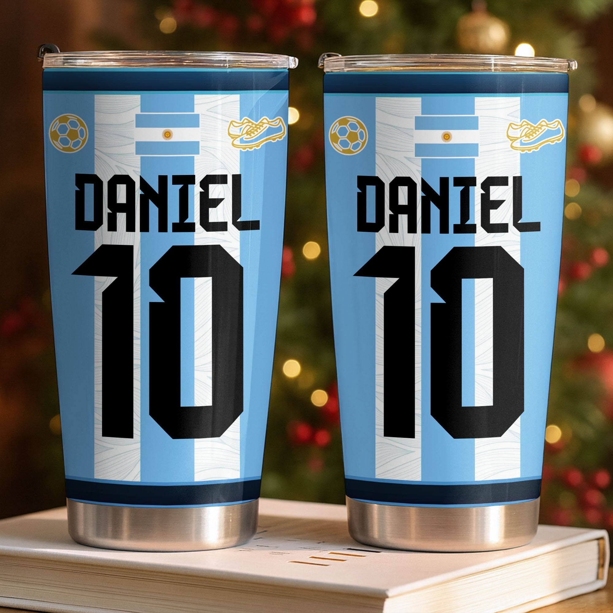 Personalized Soccer Fan Tumbler 20oz Custom Name Gift