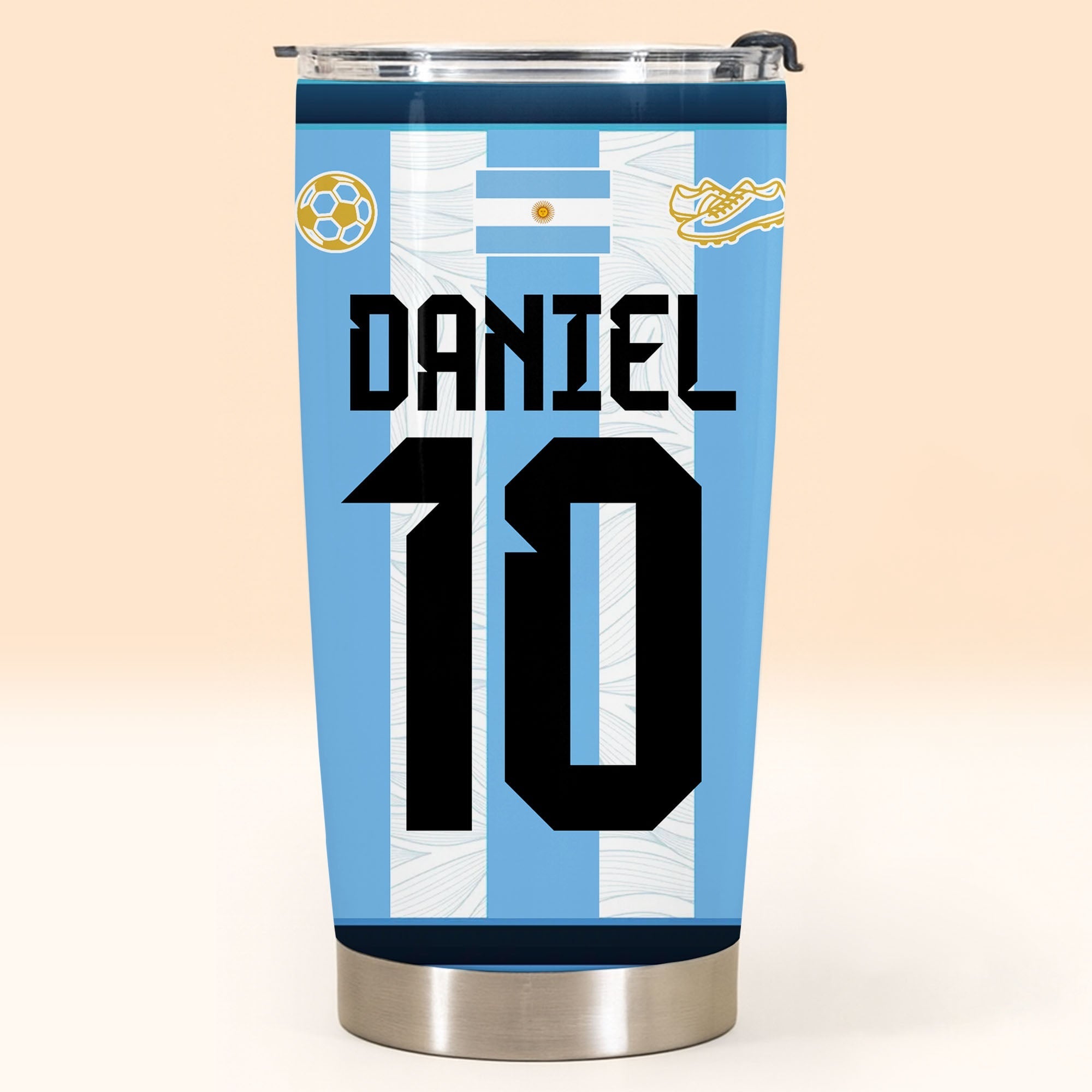 Personalized Soccer Fan Tumbler 20oz Custom Name Gift